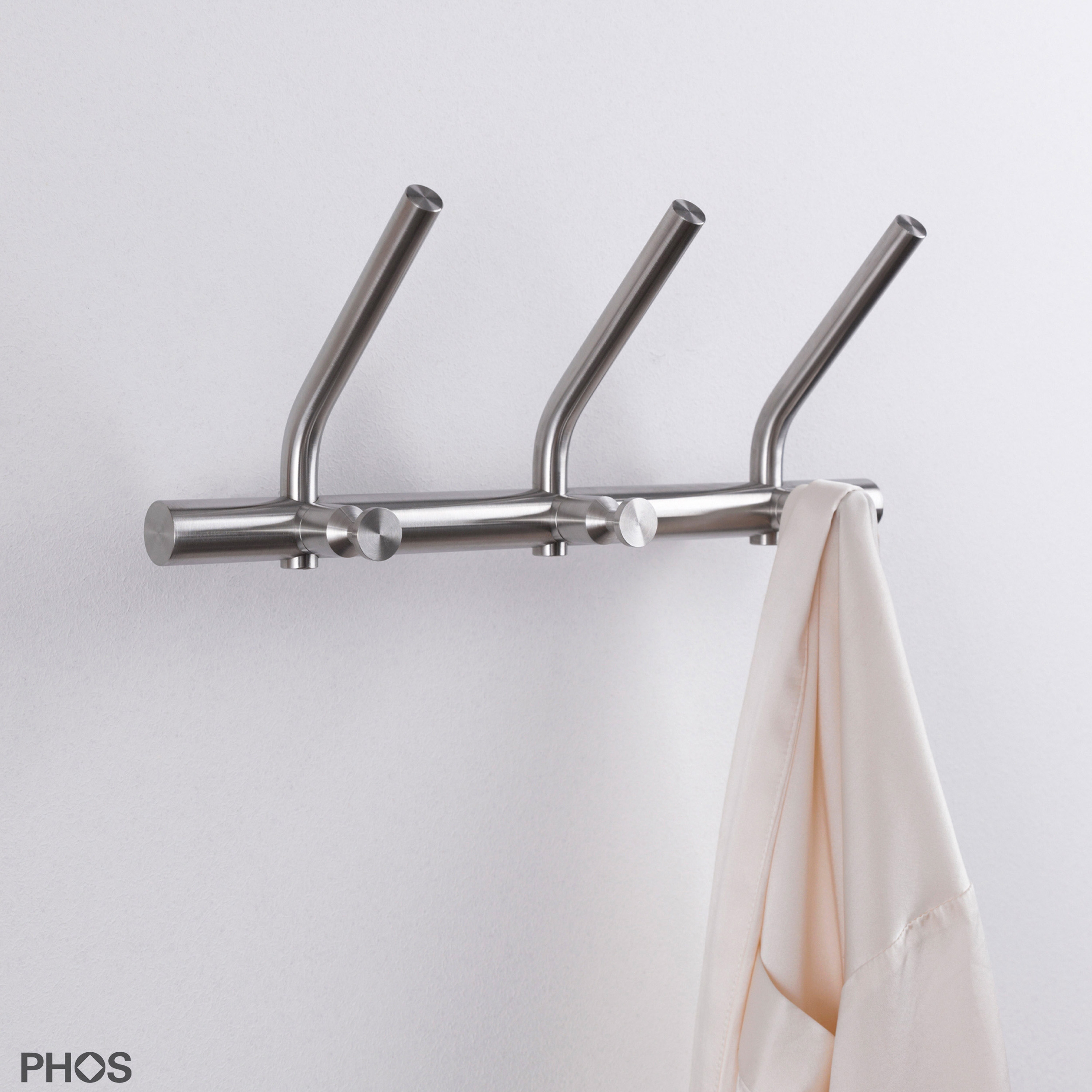 Display product Towel hook rail, purist, classic, 3 double hooks from manufacturer PHOS Design