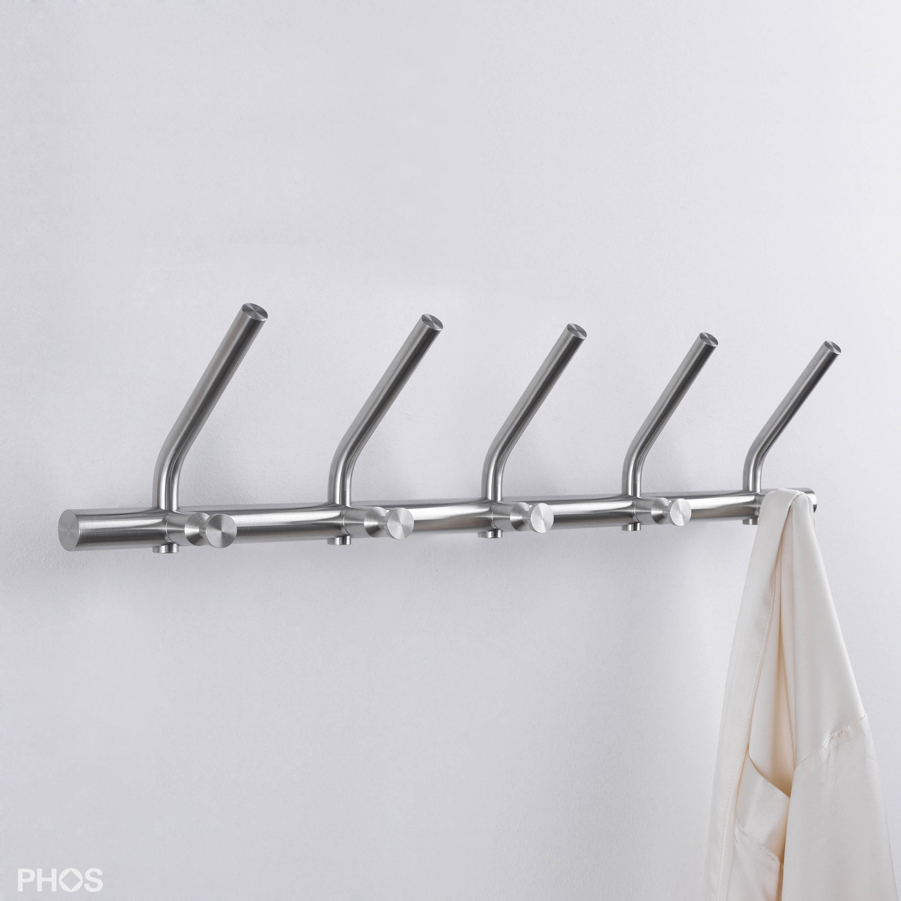 Vertoon produk Towel hook rail, purist, classic, 5 double hooks van vervaardiger PHOS Design