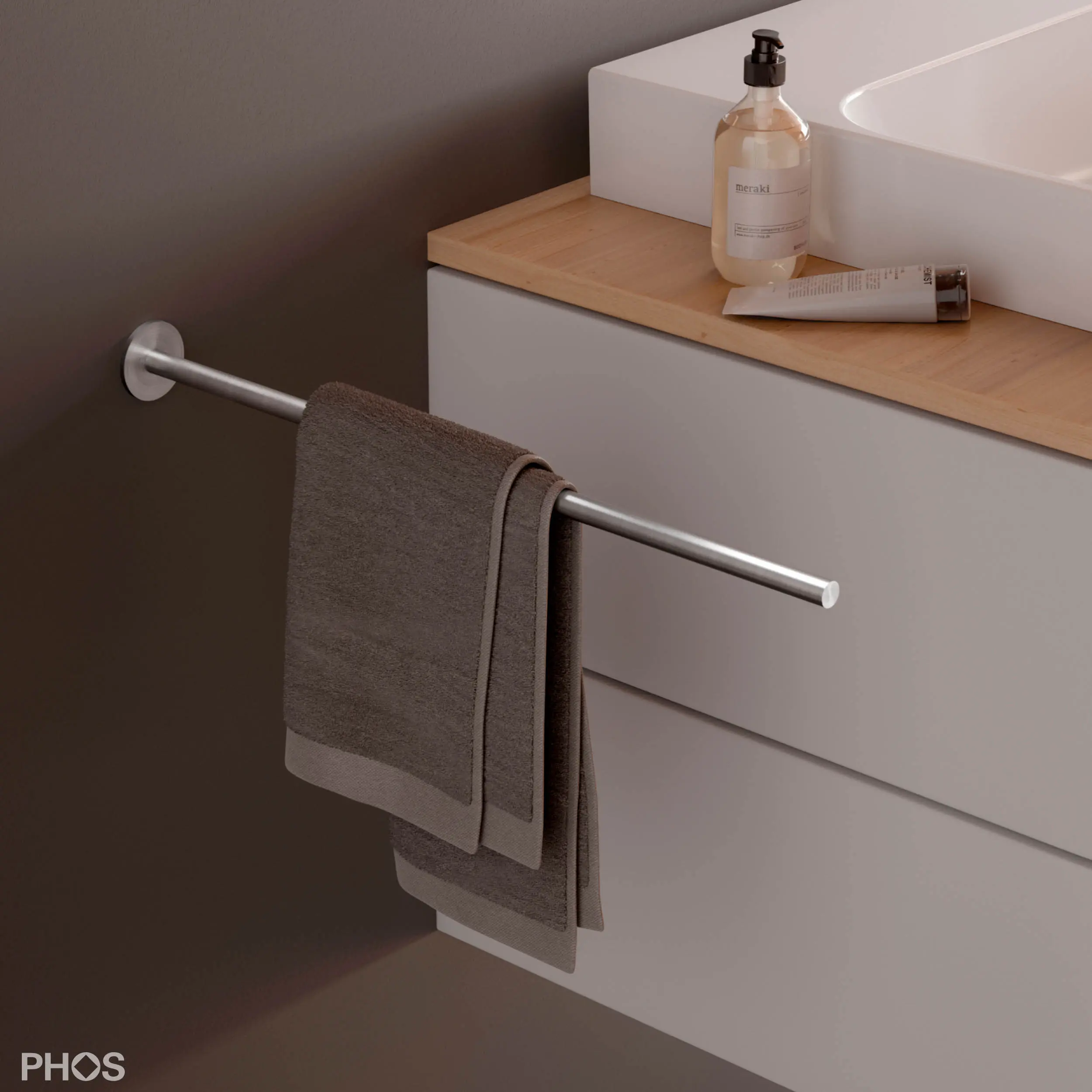 PHOS Design - Towel rail next to the sink
