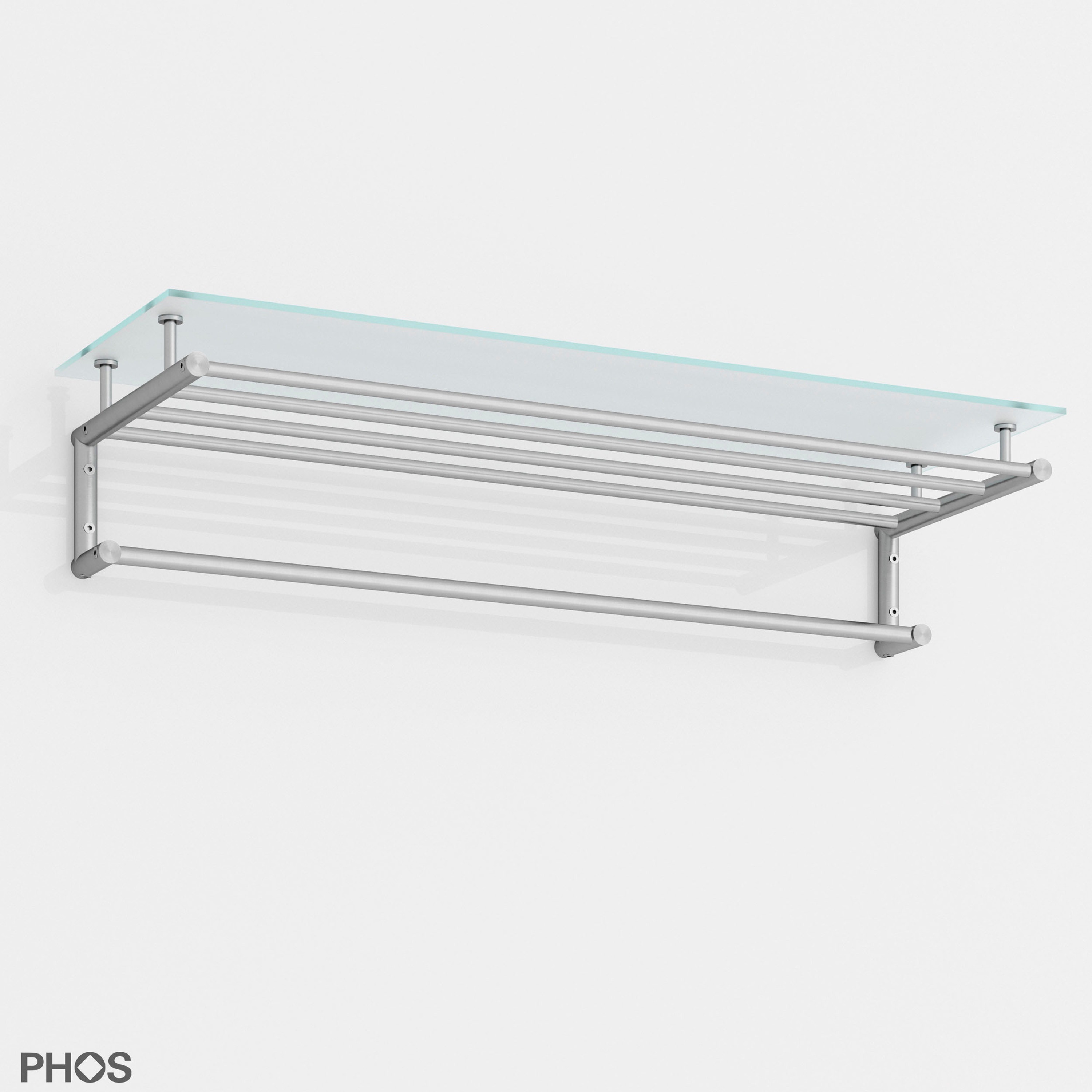 Display product High-quality towel rack with glass shelf, timelessly modern - 60 cm wide from manufacturer PHOS Design