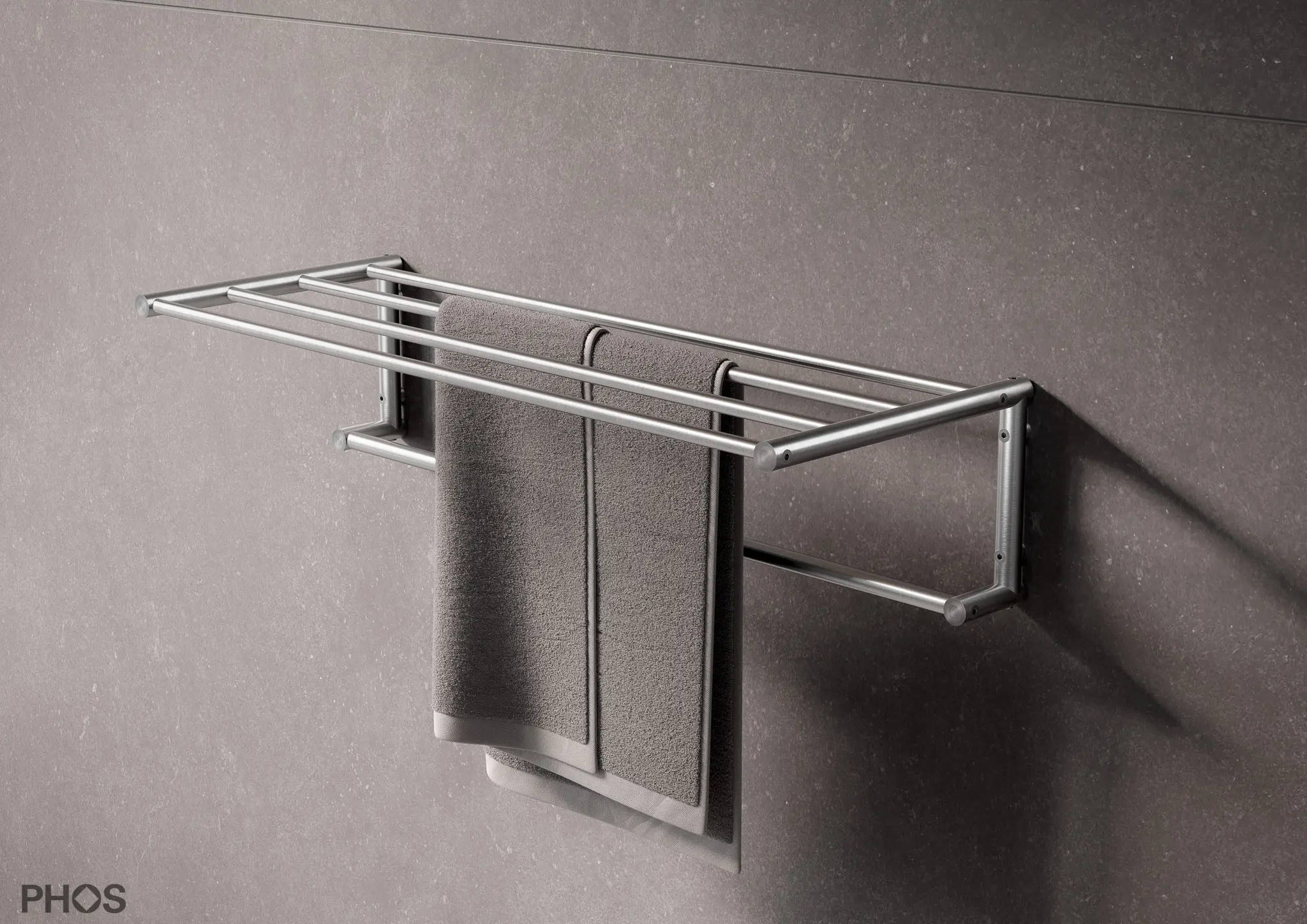 PHOS Design - High-quality towel rack with shelf, timelessly modern - 80 cm wide