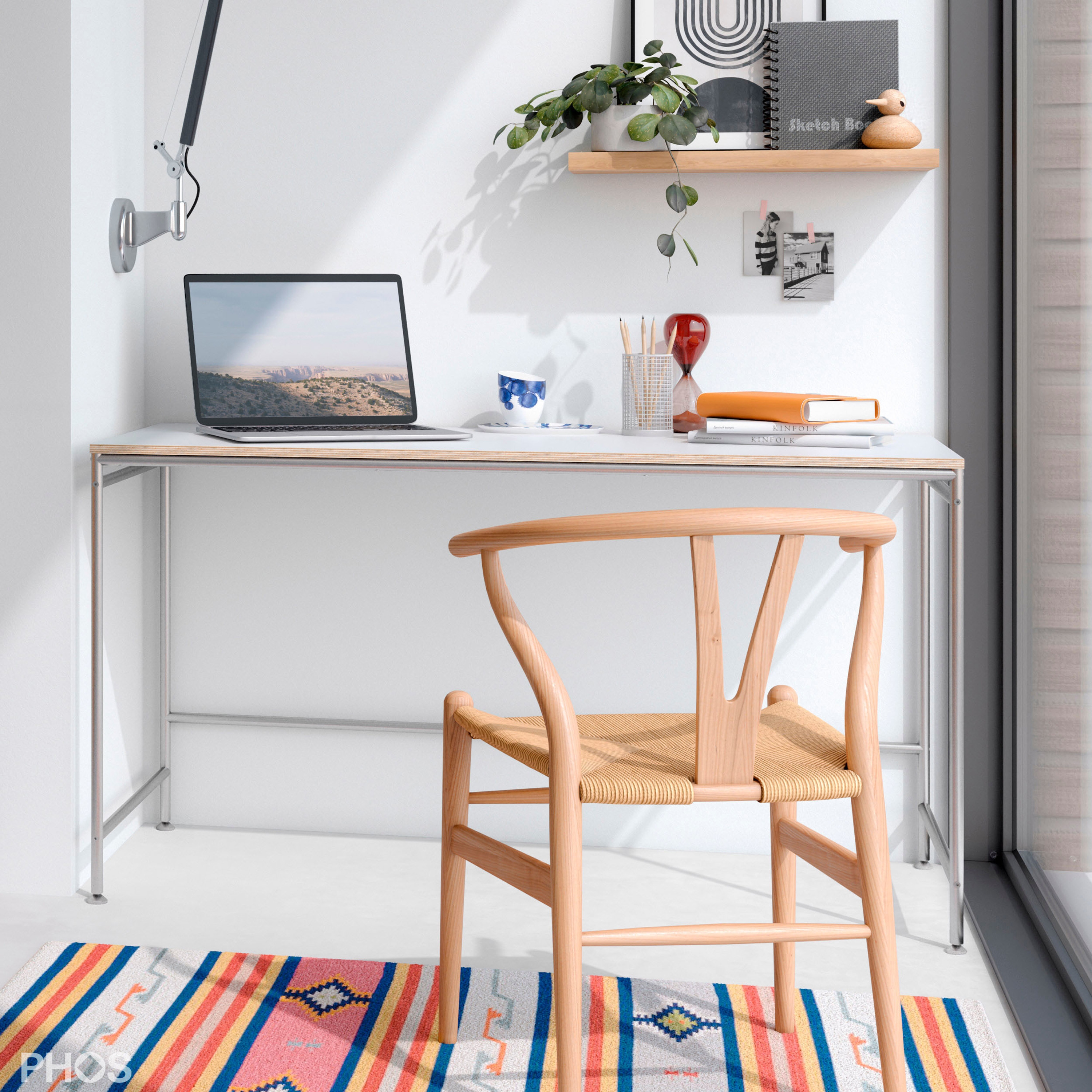 Display product Karlsruhe table - small desk - white - 140x60 cm from manufacturer PHOS Design
