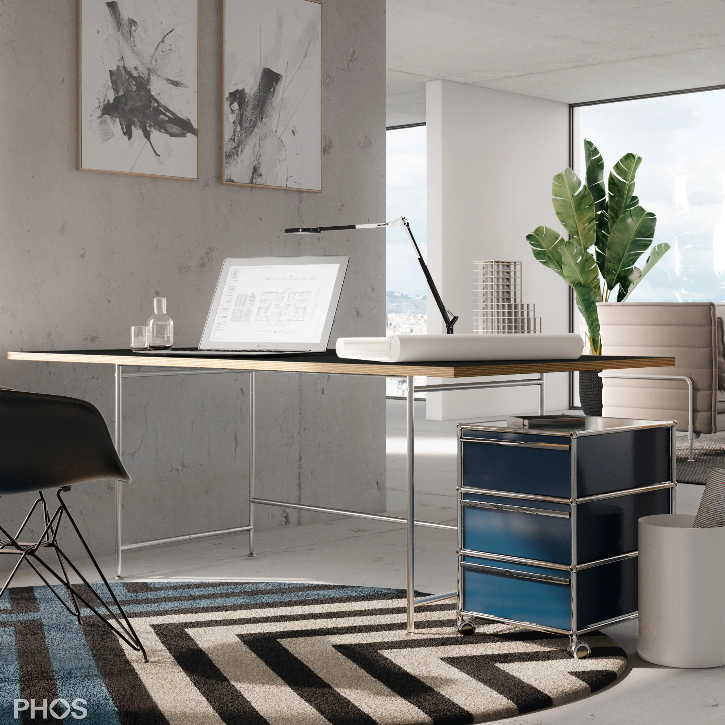 PHOS Design - Karlsruhe table - Desk - black - 180x90 cm
