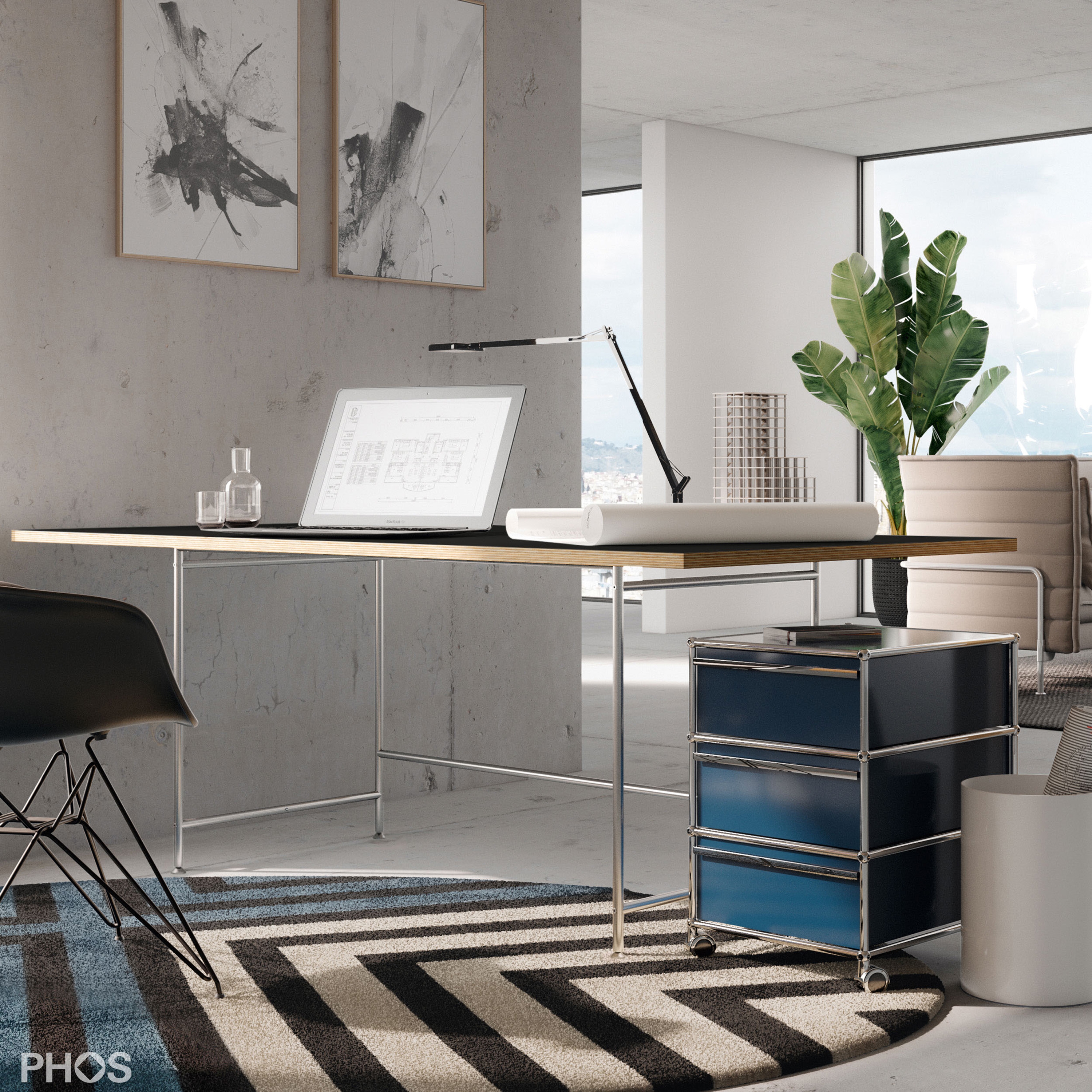 Display product Karlsruhe table - Desk - black - 180x90 cm from manufacturer PHOS Design
