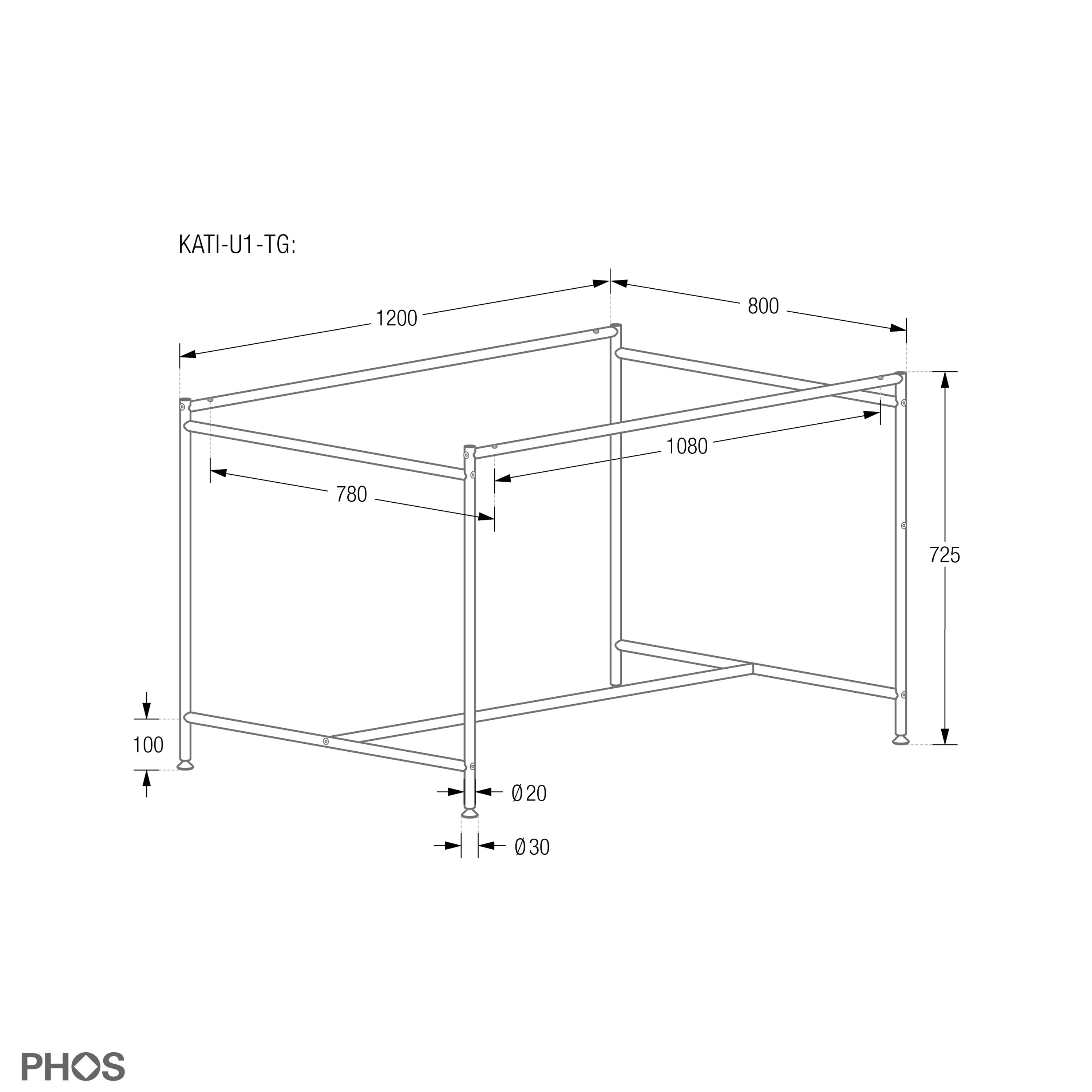 Display product Karlsruhe table as a universal table frame from manufacturer PHOS Design