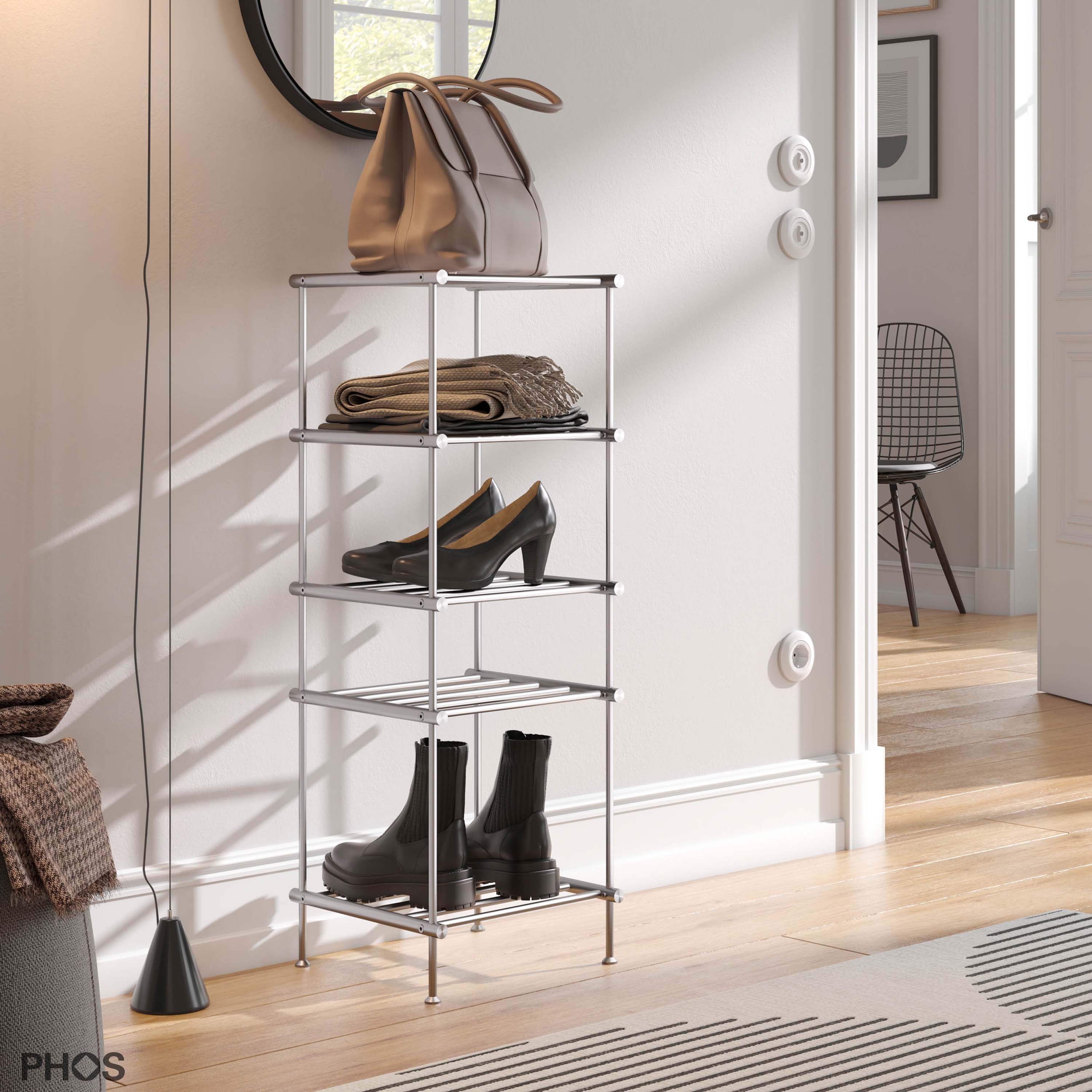 Display product Tall and narrow shoe rack with 5 levels - 30 cm wide from manufacturer PHOS Design