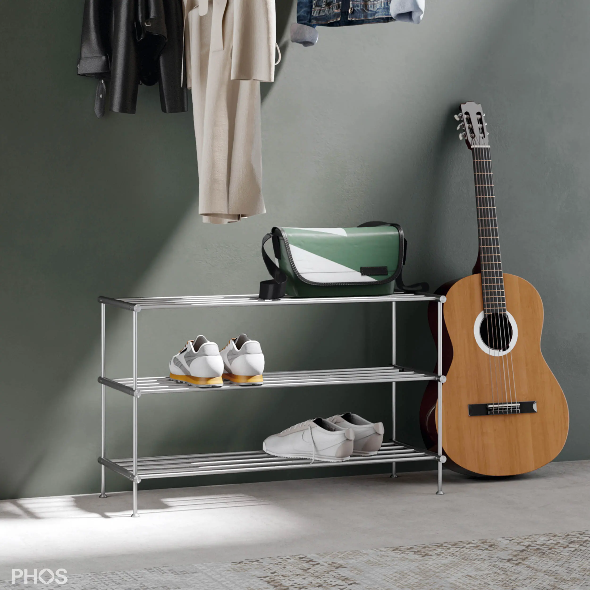 PHOS Design - Shoe rack with 3 levels - 80 cm wide