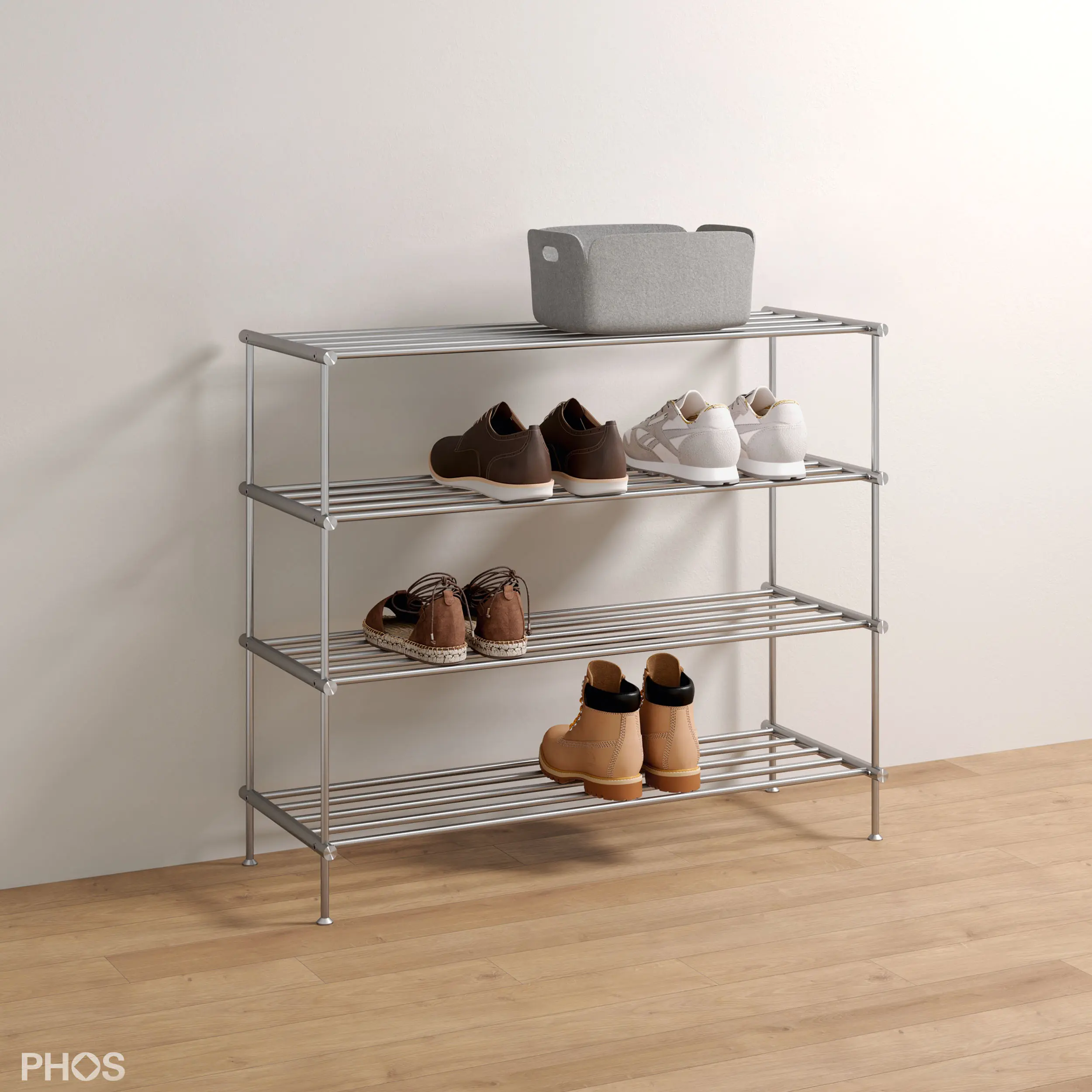 PHOS Design - Shoe rack with 4 levels - 80 cm wide