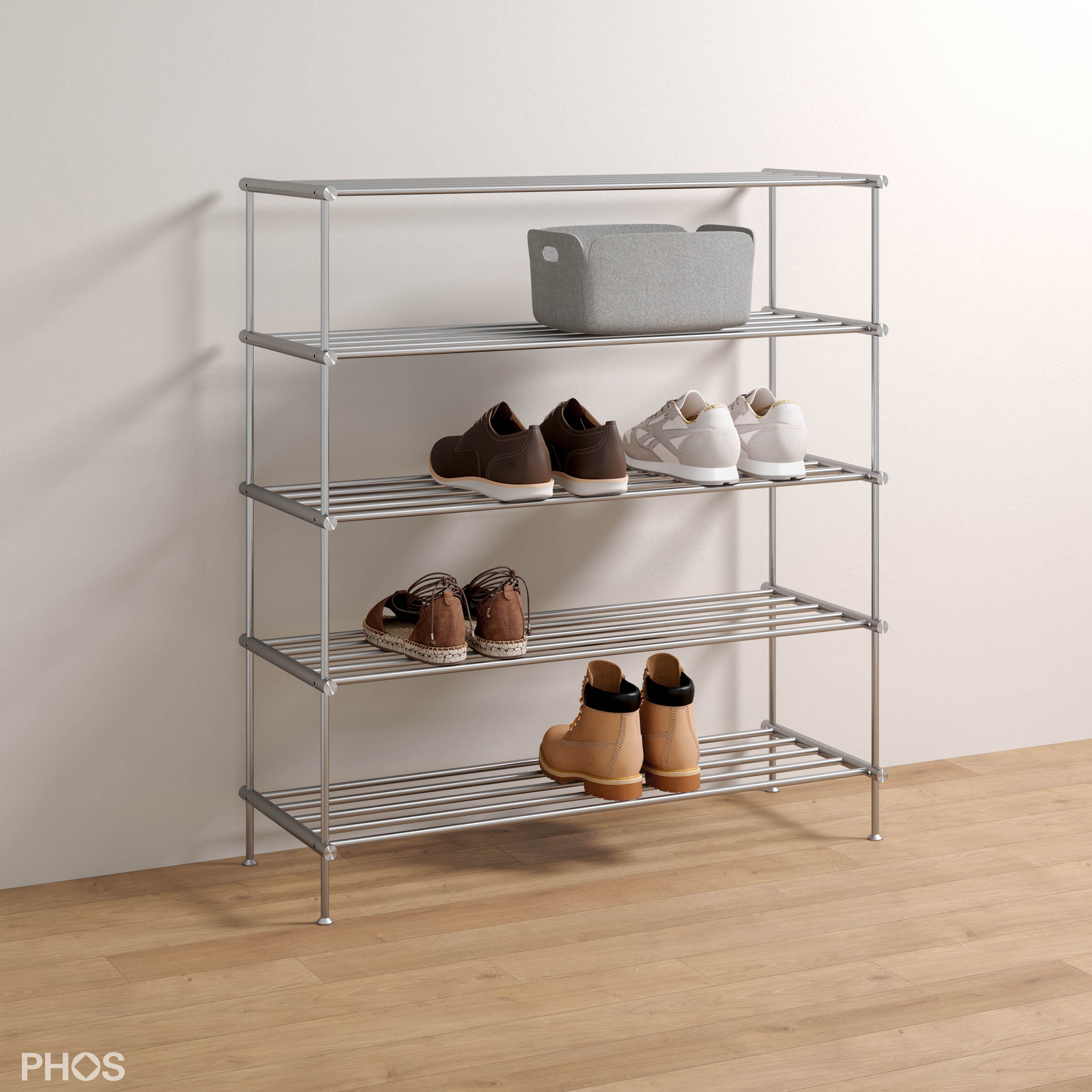 Produkt Hohes Schuhregal mit 5 Ebenen - 80 cm breit des Herstellers PHOS Design anzeigen