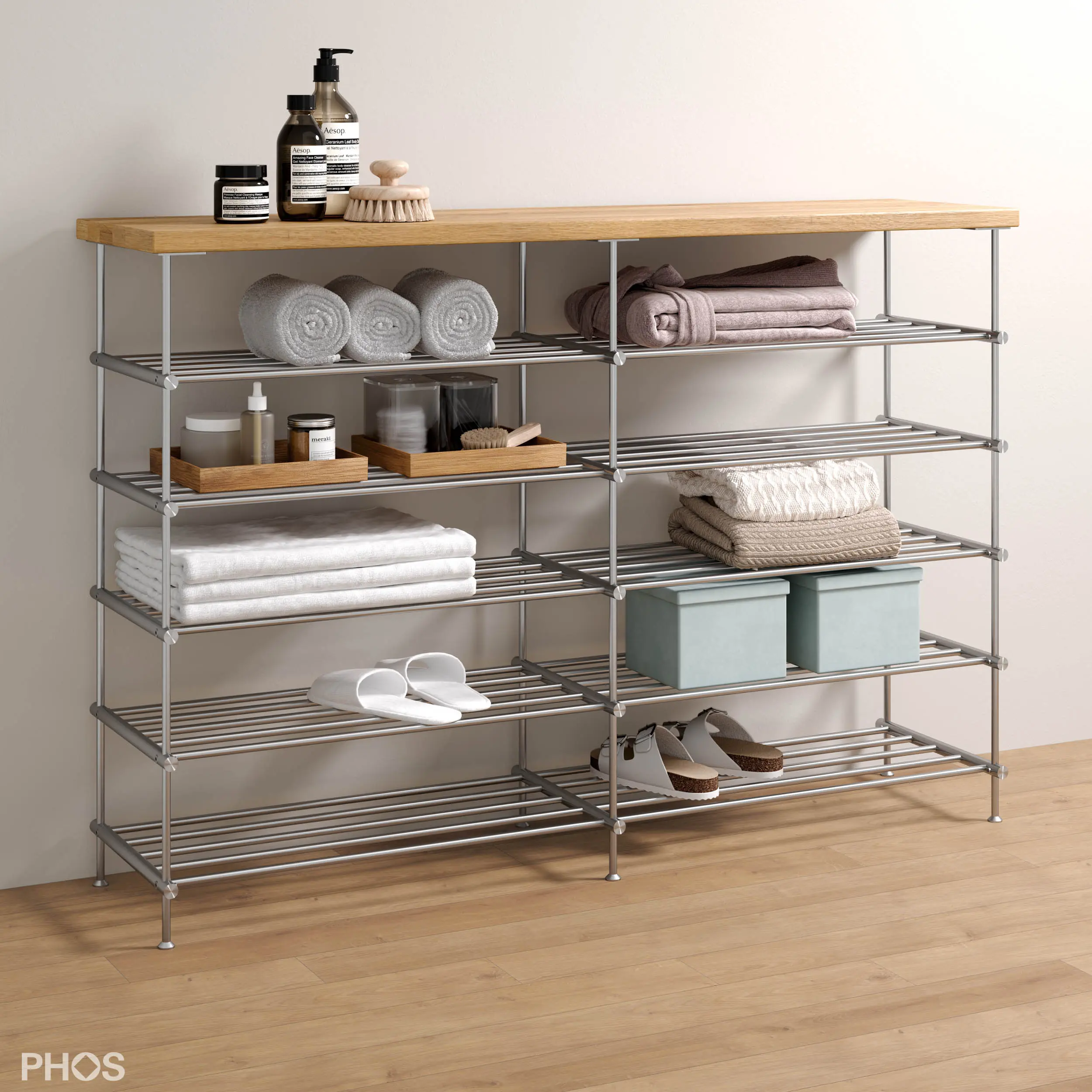 PHOS Design - Sideboard with oak shelf, 5 levels - 120 cm wide