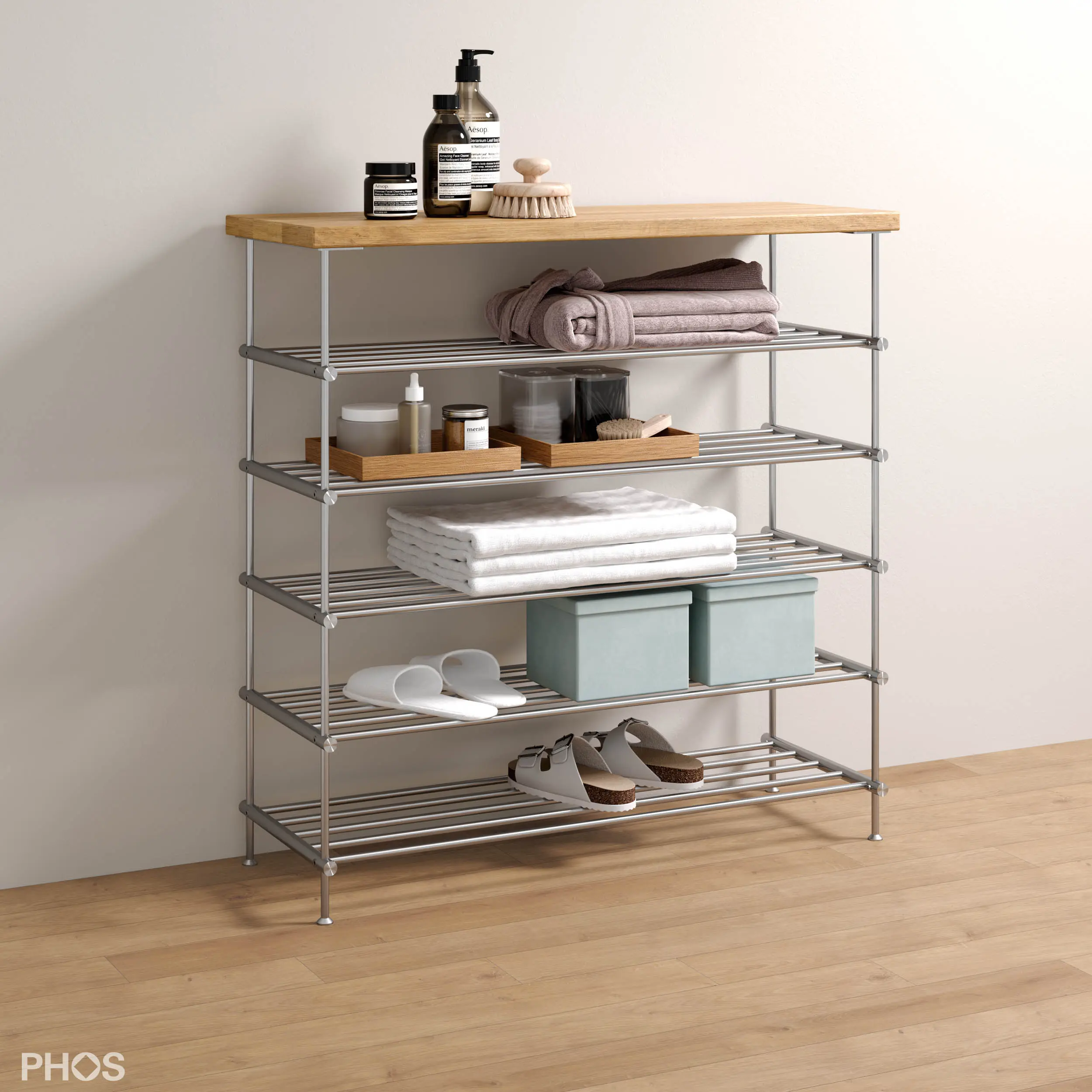 PHOS Design - Sideboard with oak shelf, 5 levels - 60 cm wide