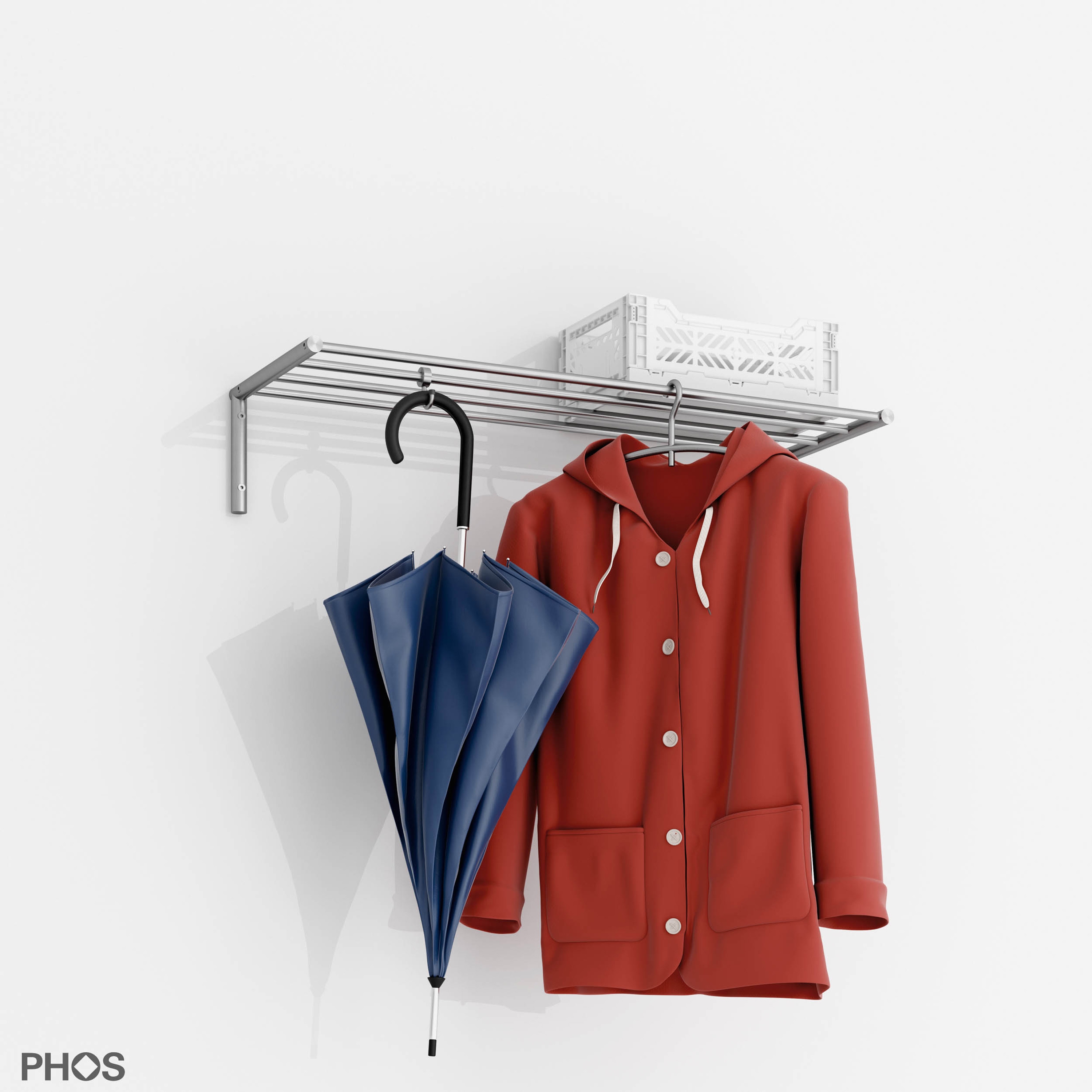 Produkt Wandgarderobe mit 4 Kleiderstangen - 60 cm breit des Herstellers PHOS Design anzeigen