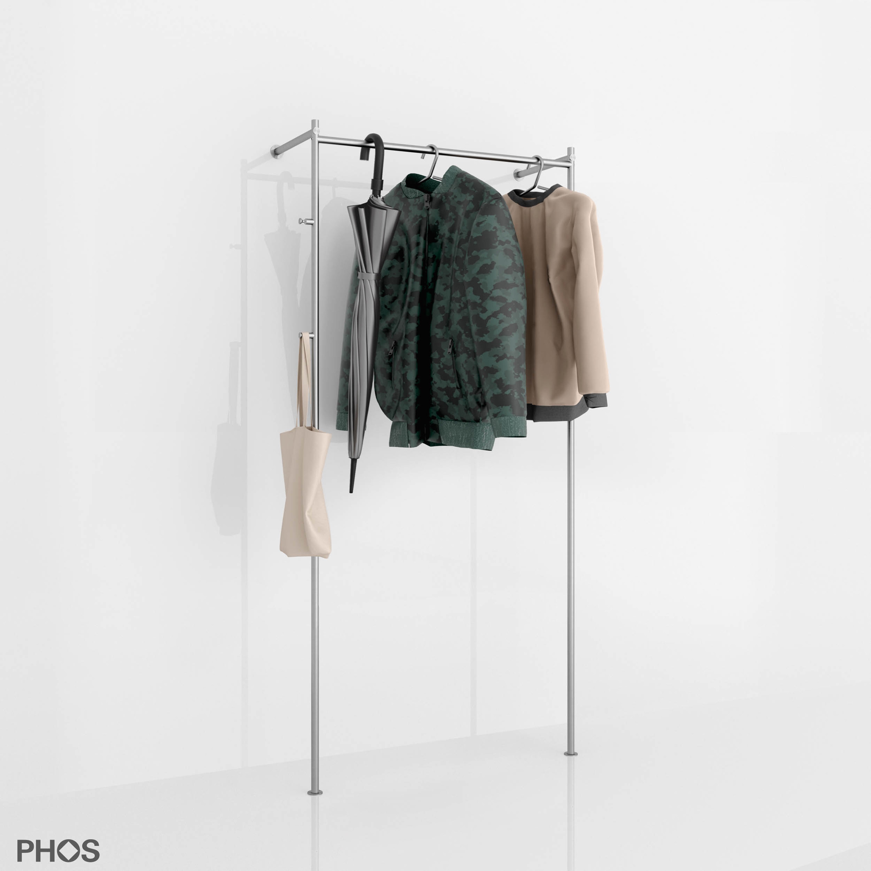 Display product High-quality stainless steel hallway coat rack, timelessly modern - 100 cm wide from manufacturer PHOS Design