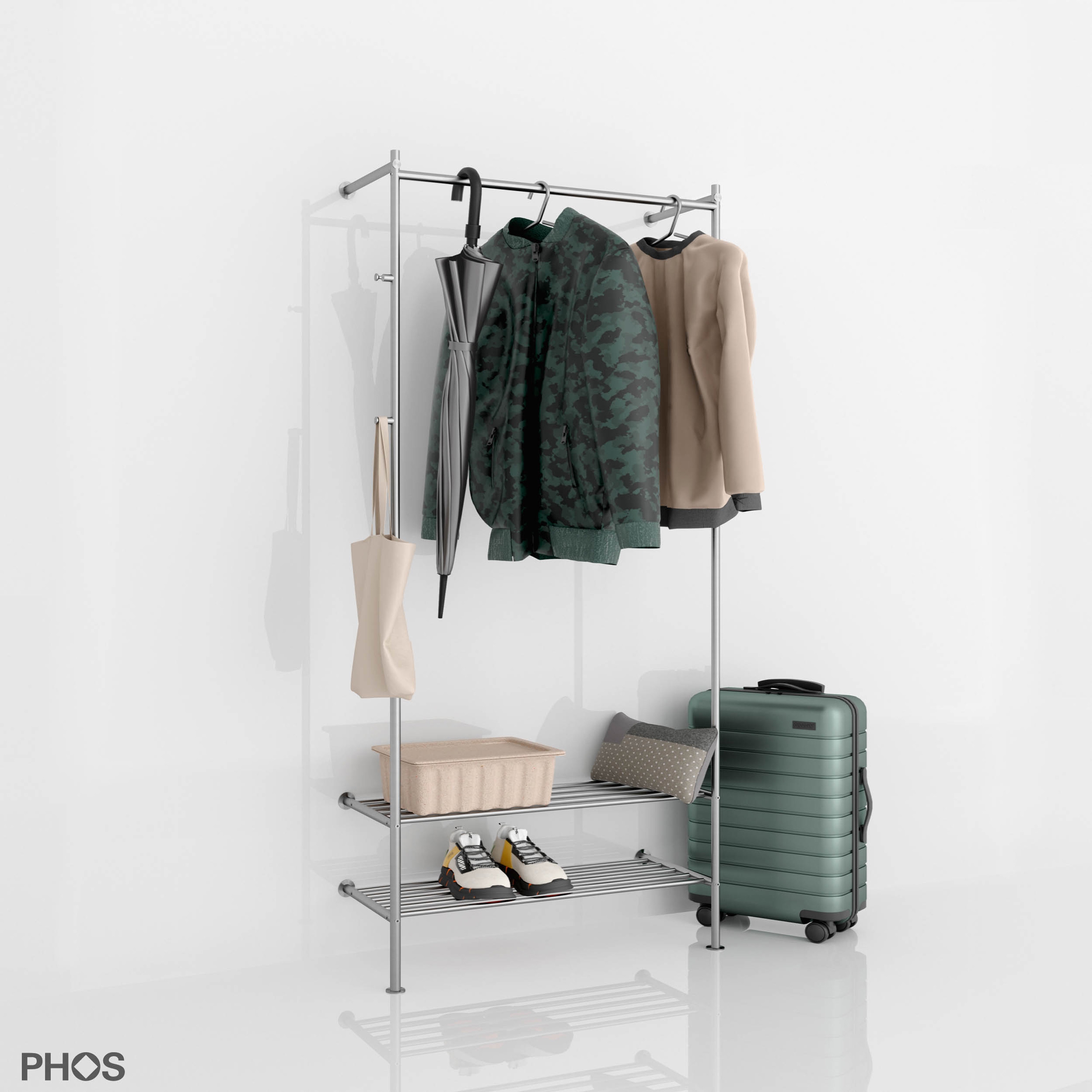 Produkt Hochwertige Flurgarderobe mit Schuhregal, zeitlos modern - 120 cm breit des Herstellers PHOS Design anzeigen
