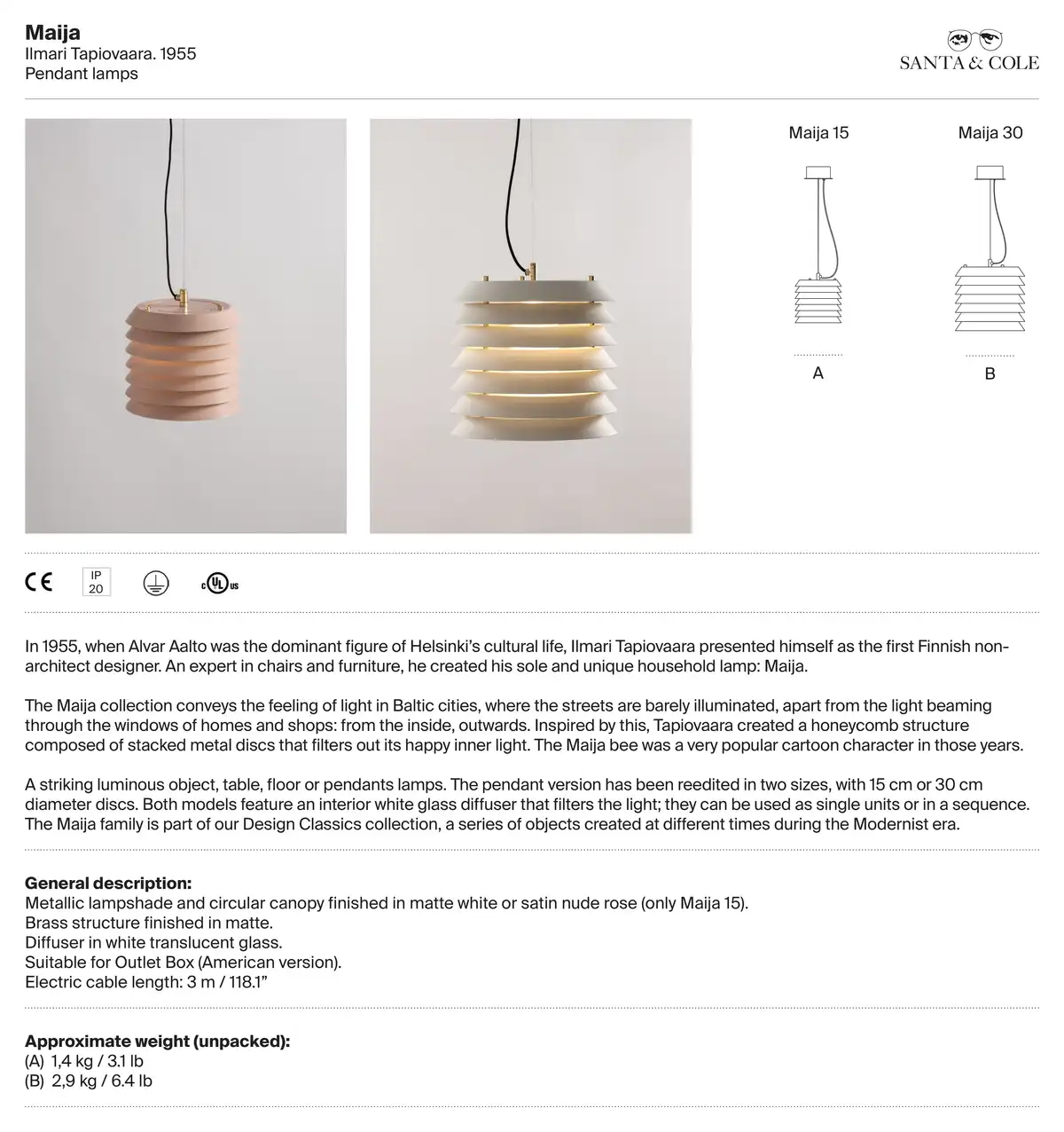MAIJA 30 | PENDANT LAMP - Suspended lights from Santa & Cole | Architonic