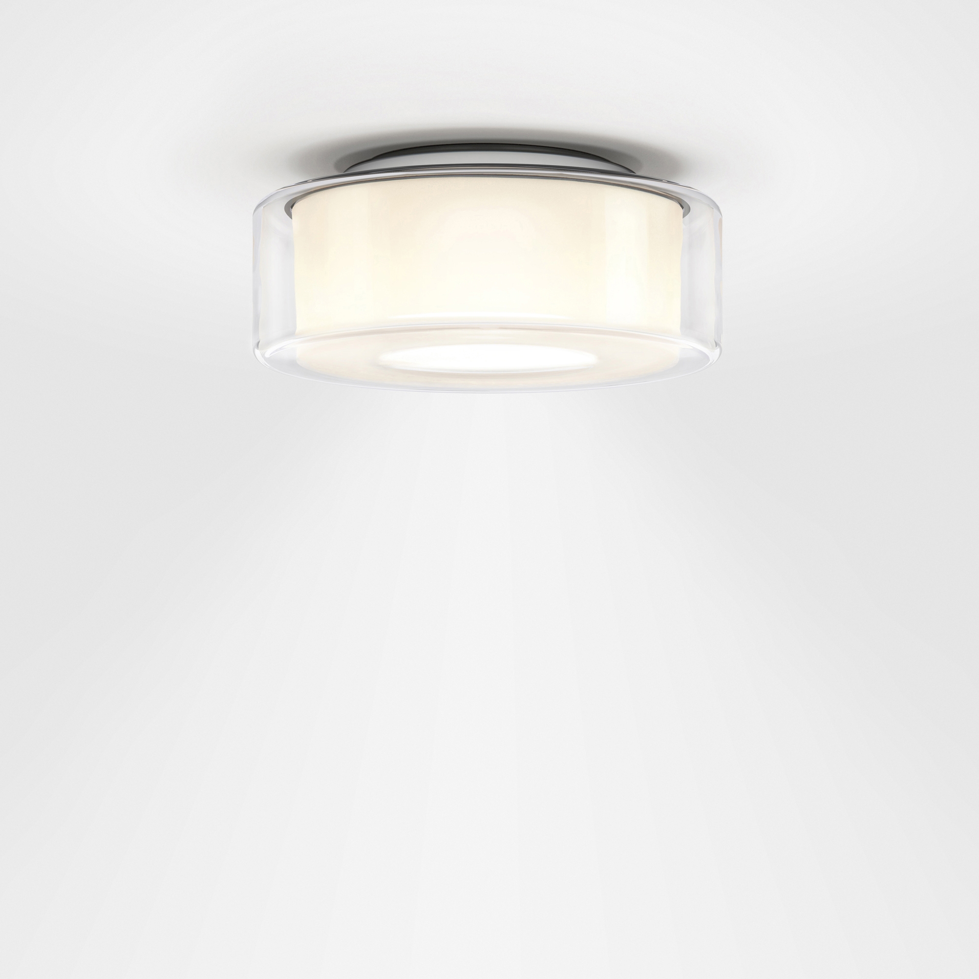 Display product CURLING Ceiling | shade glass clear, reflector cylindrical opal from manufacturer serien.lighting