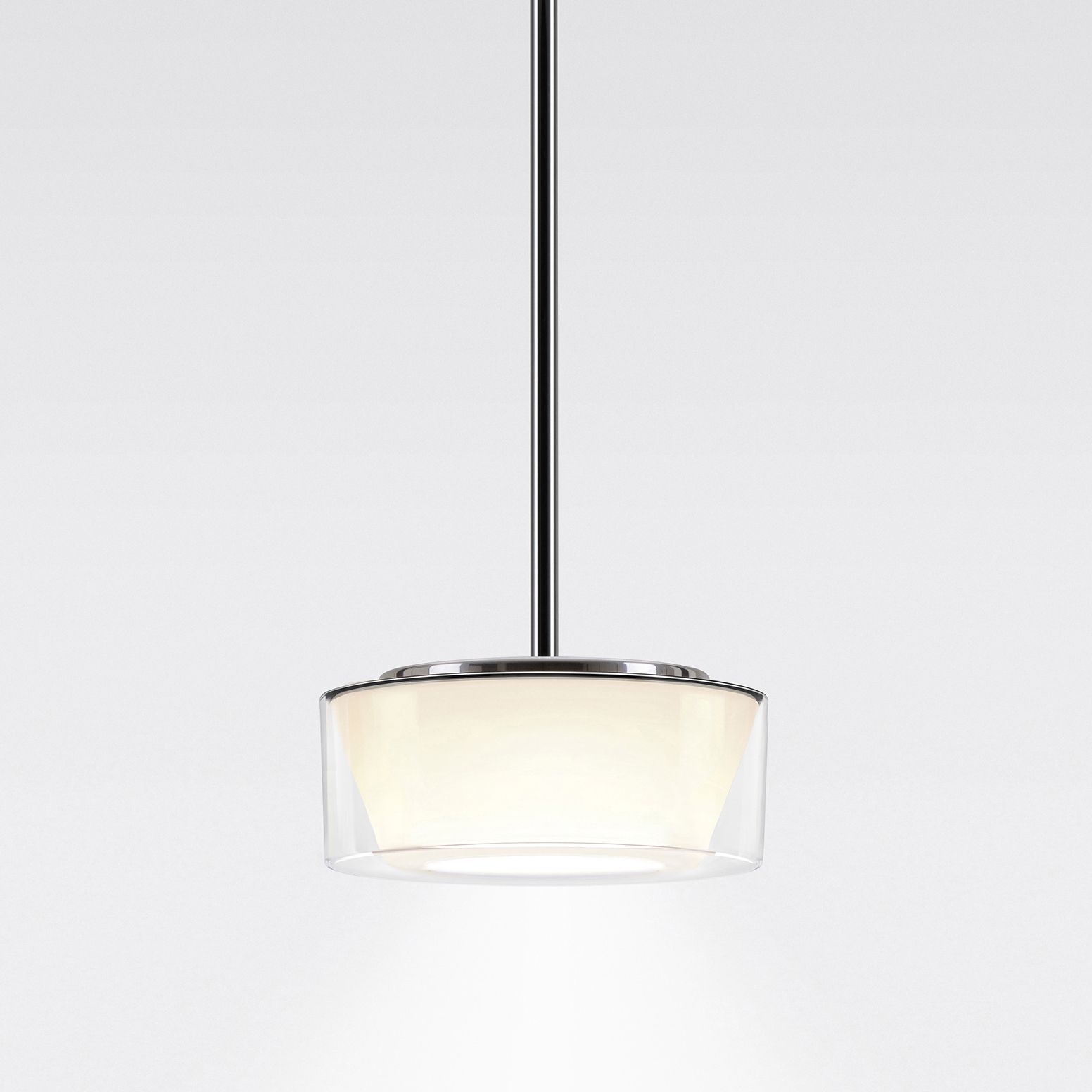 Display product CURLING Suspension Tube | shade acrylic glass, reflector conical opal from manufacturer serien.lighting