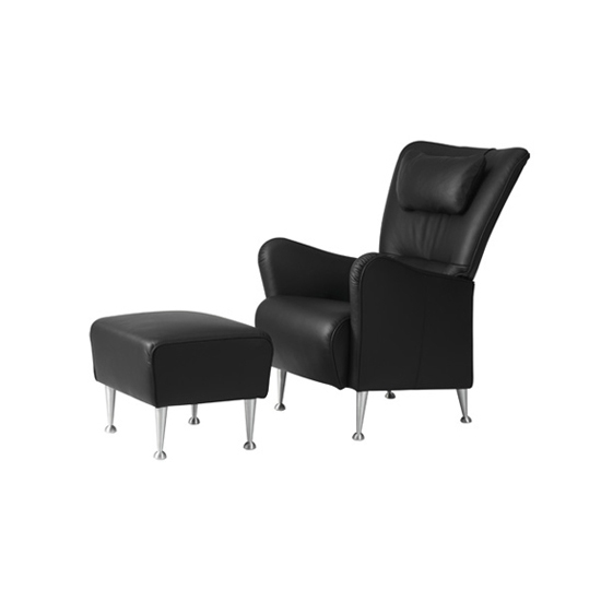 Display product Stepp easy chair with foot stool from manufacturer Swedese