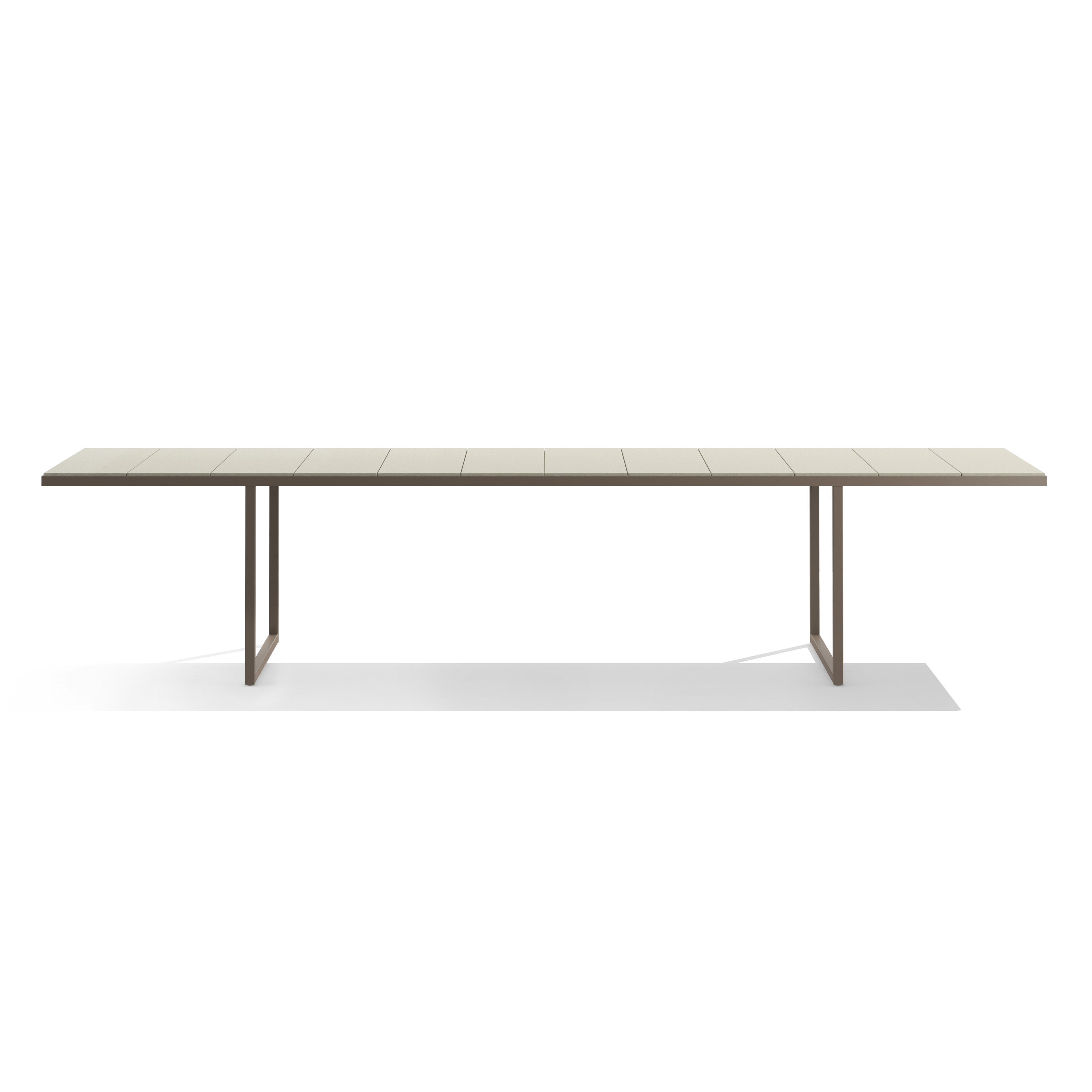 Display product Nox Dining Table - 350 cm - Wengé frame, linen glazed lava stone from manufacturer Tribù