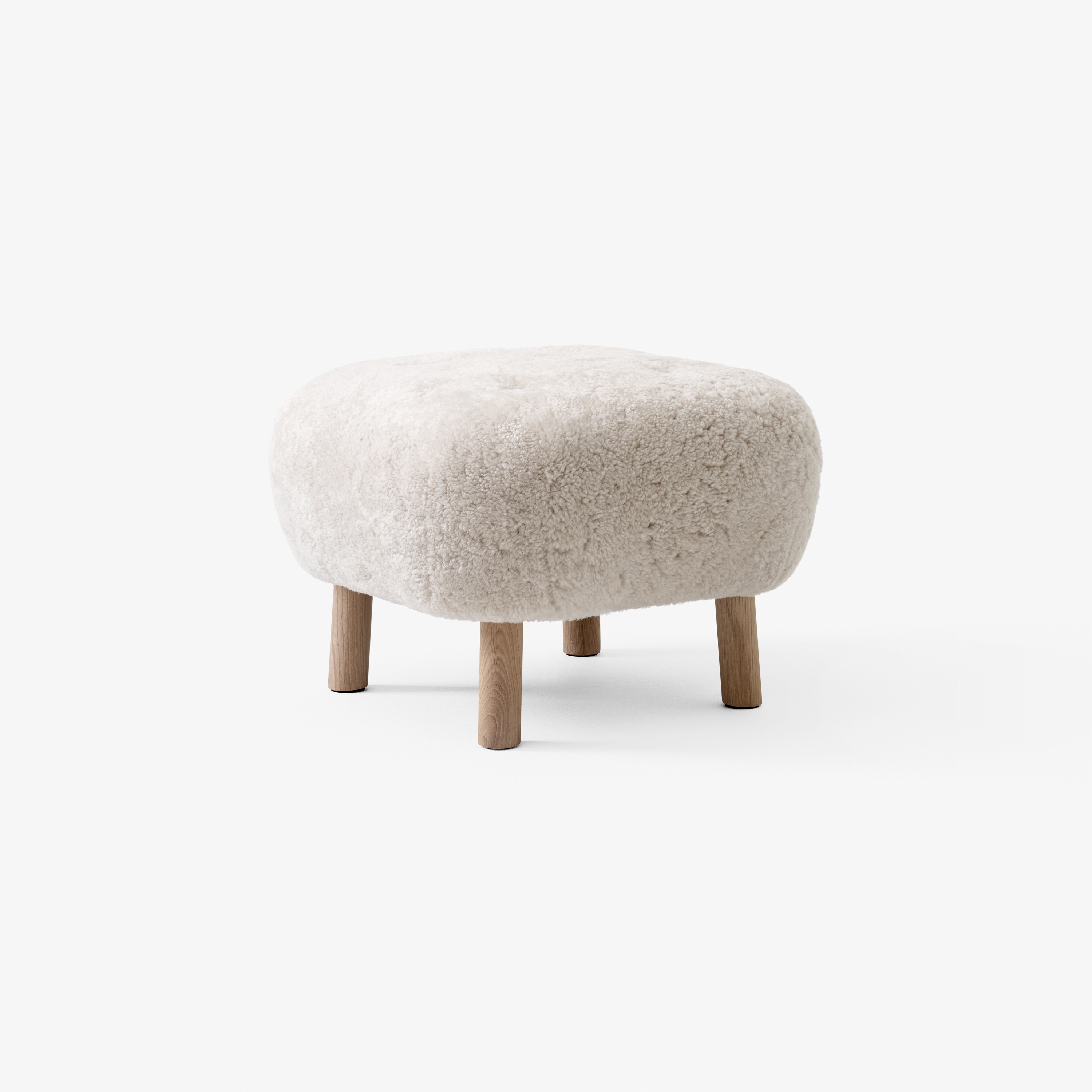 Pouf ATD1 Sheepskin Moonlight w. White Oiled Oak