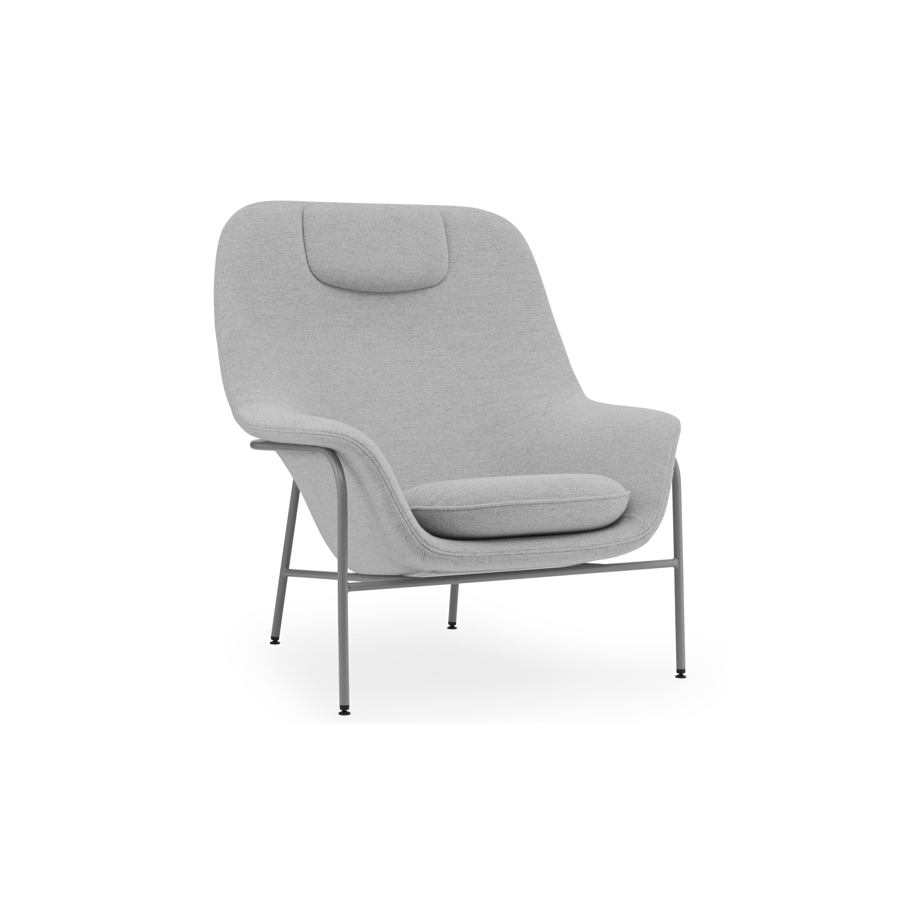 Drape Lounge Chair High W. Headrest Grey Steel Hallingdal
