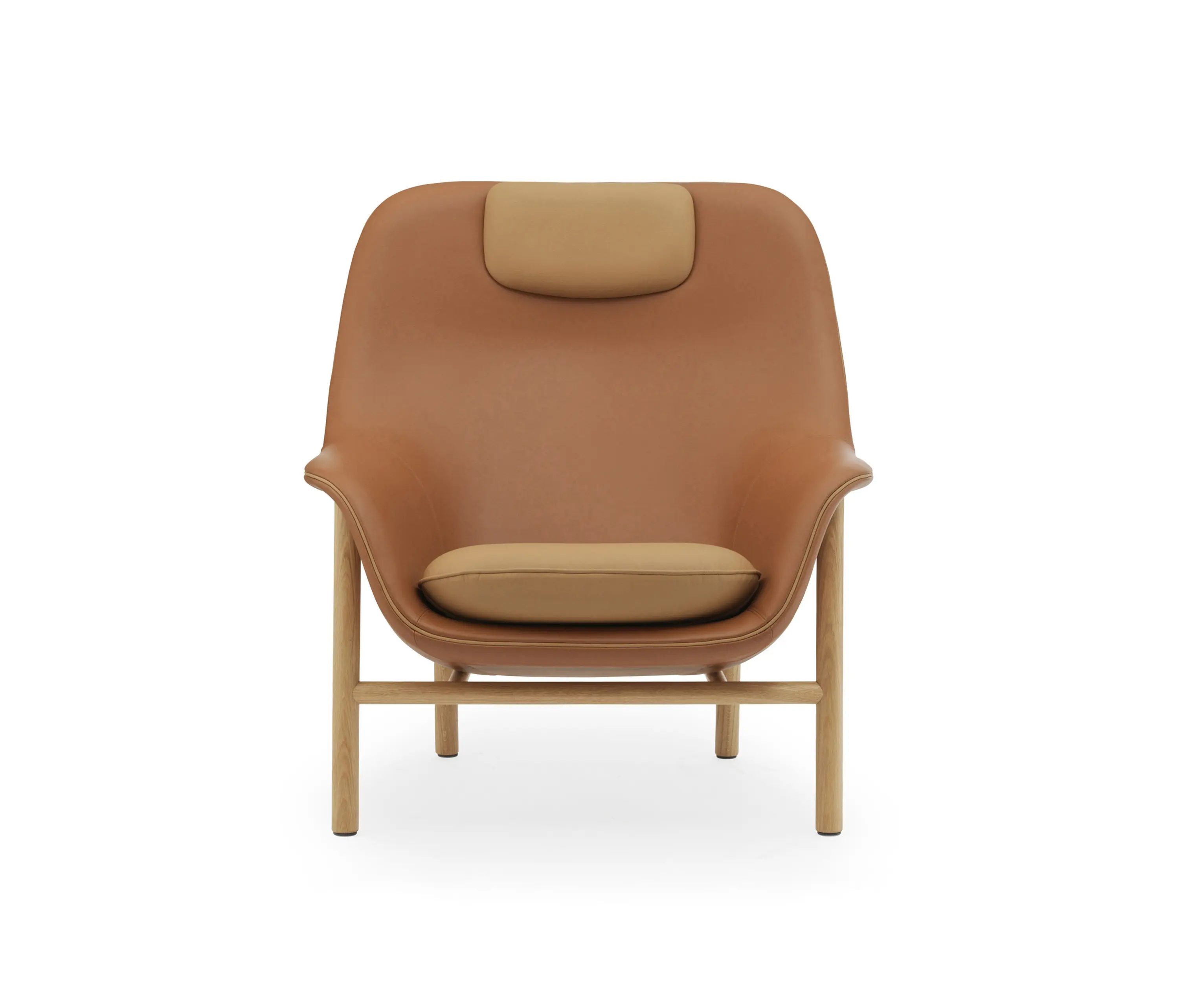 Normann Copenhagen - Drape Lounge Chair High With Headrest Oak Ultra Leather