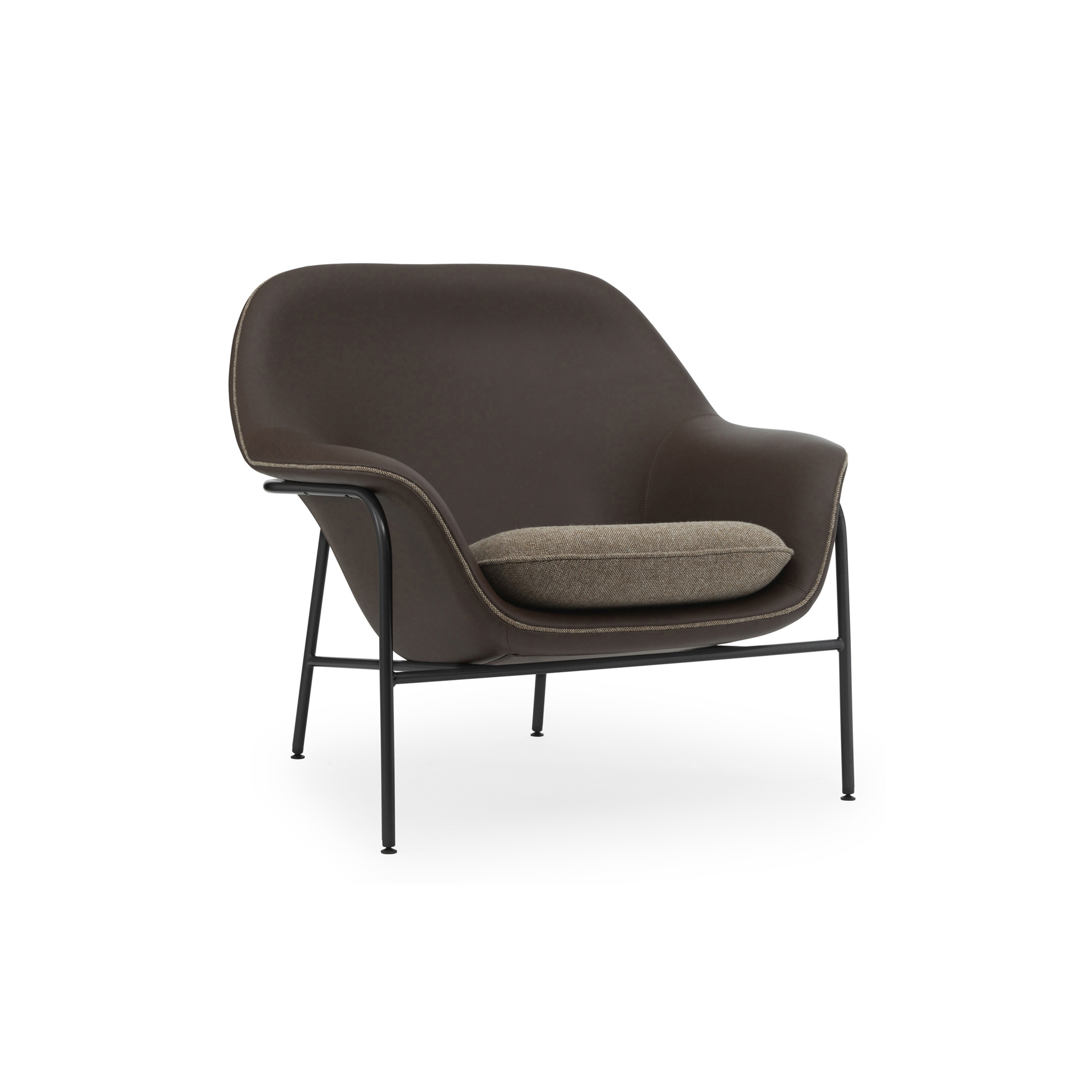 Display product Drape Lounge Chair Low Black Steel Ultra Leather/Hallingdal from manufacturer Normann Copenhagen