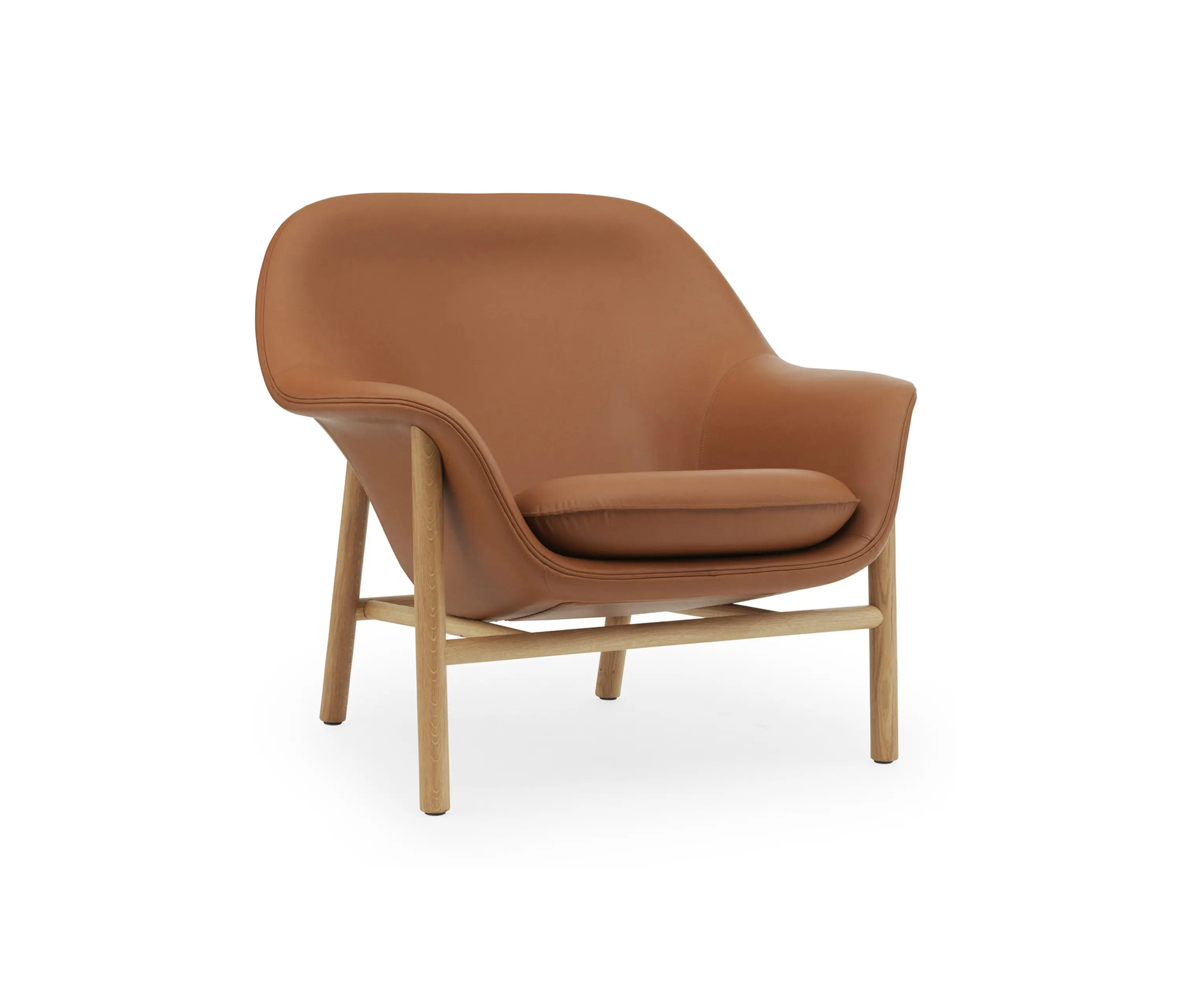 Normann Copenhagen - Drape Lounge Chair Low Oak Ultra Leather