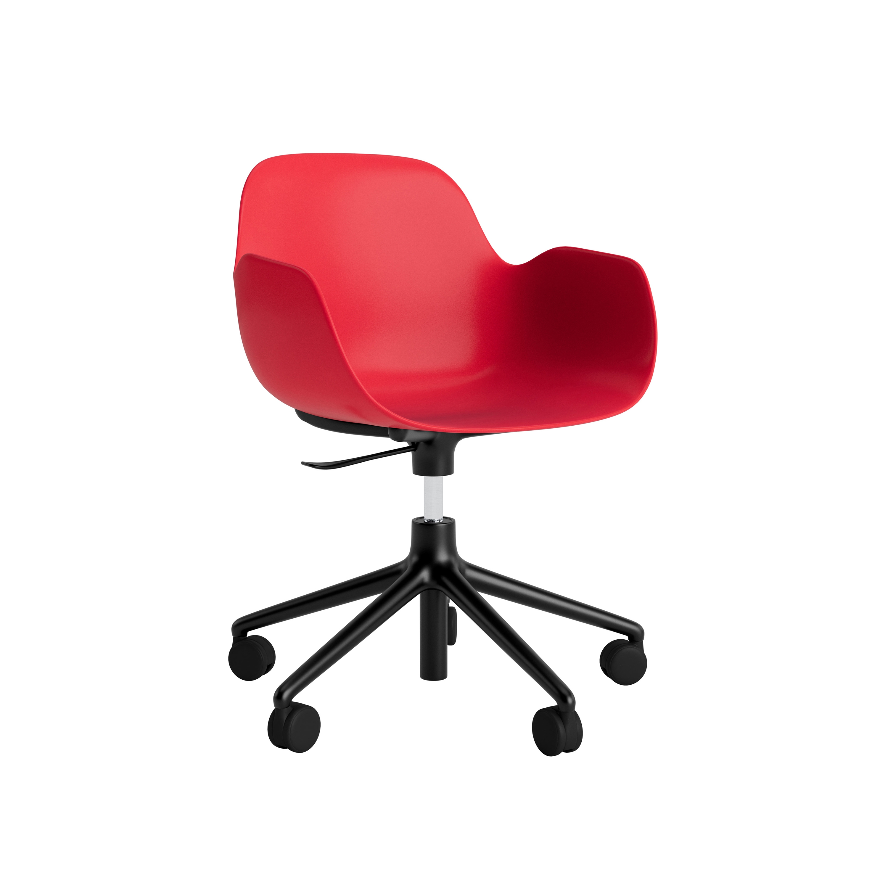 Form Armchair Swivel 5W Gas Lift Black Alu Bright Red