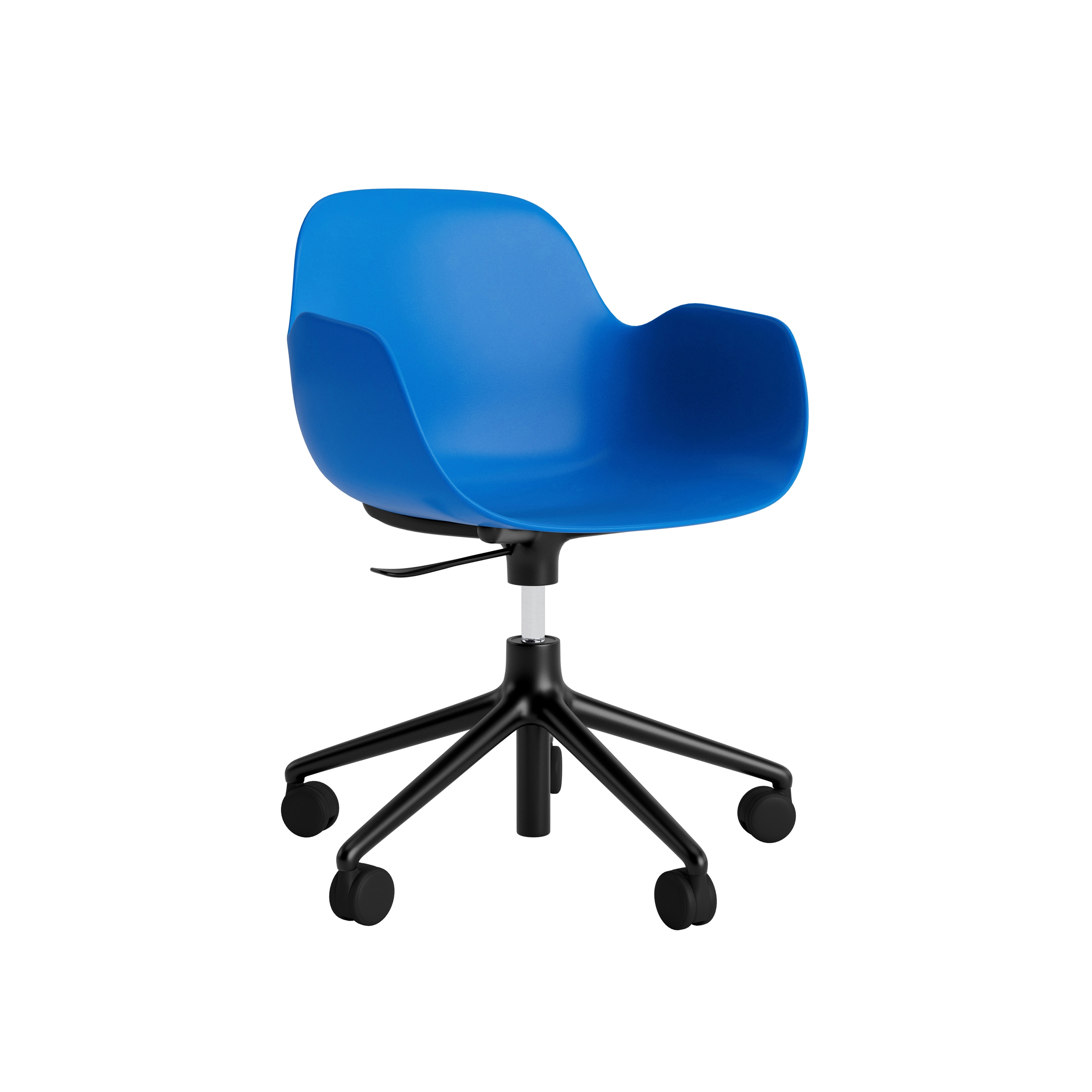 Form Armchair Swivel 5W Gas Lift Black Alu Bright Blue