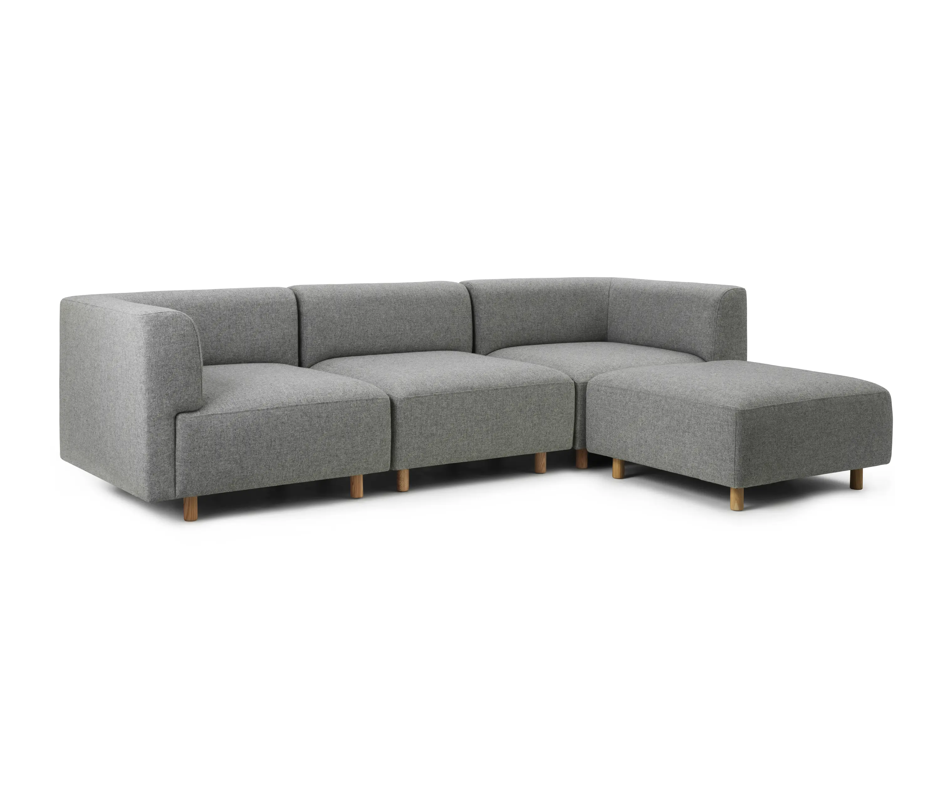 Normann Copenhagen - Redo Modular Sofa 3 Seater Oak Legs W. Pouf Hallingdal