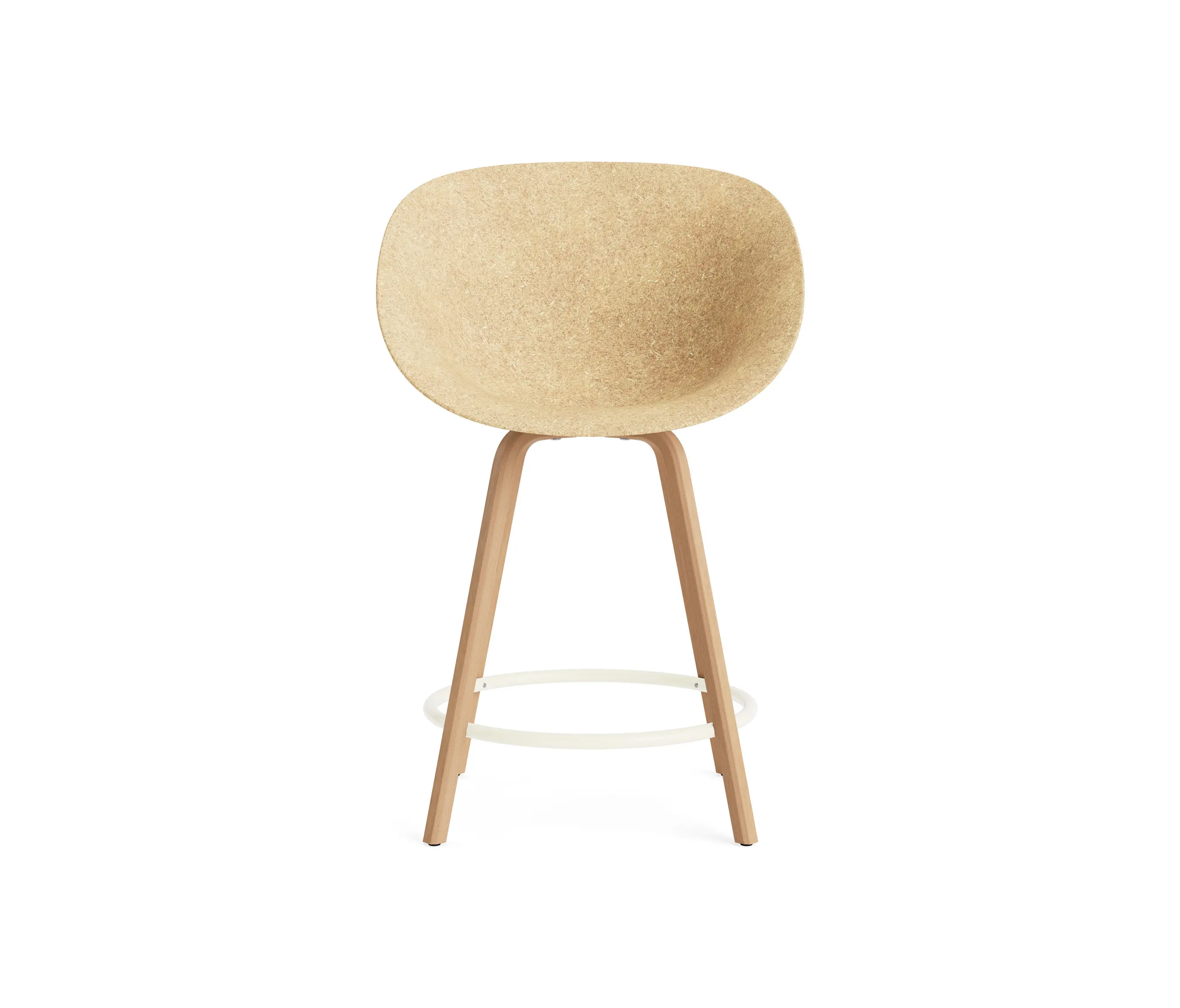 Normann Copenhagen - Mat Barstuhl mit Armlehne 65 cm Buchenholz/creme Hanffasern