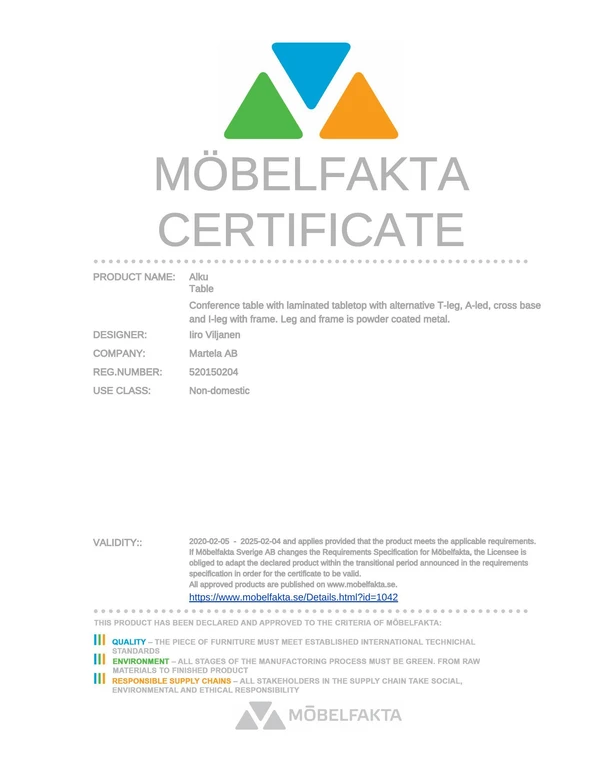 Preview image for the file Mobelfakta_Alku_conference_table_2025