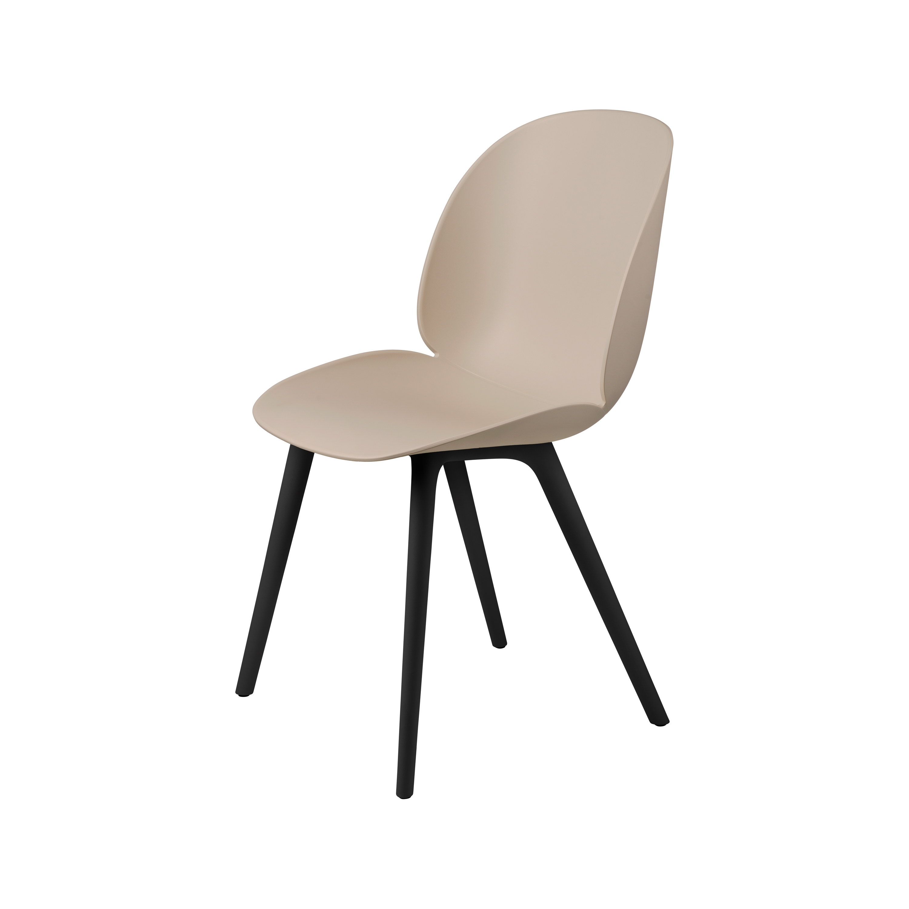 Beetle Dining Chair, Plastic edition (New Beige Shell, Black Legs)