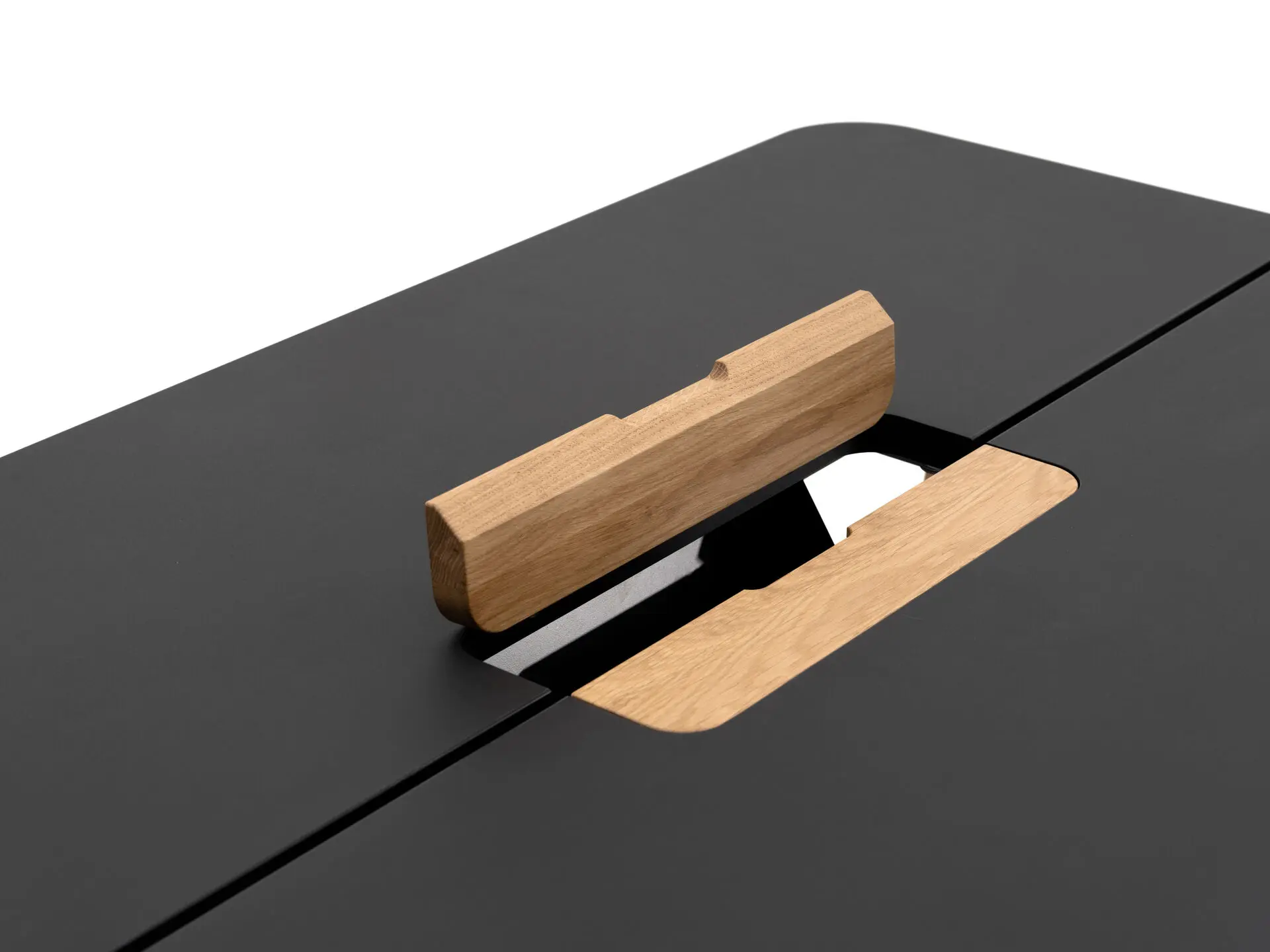 Fora Form - Knekk wood table w/ cable hatch with well