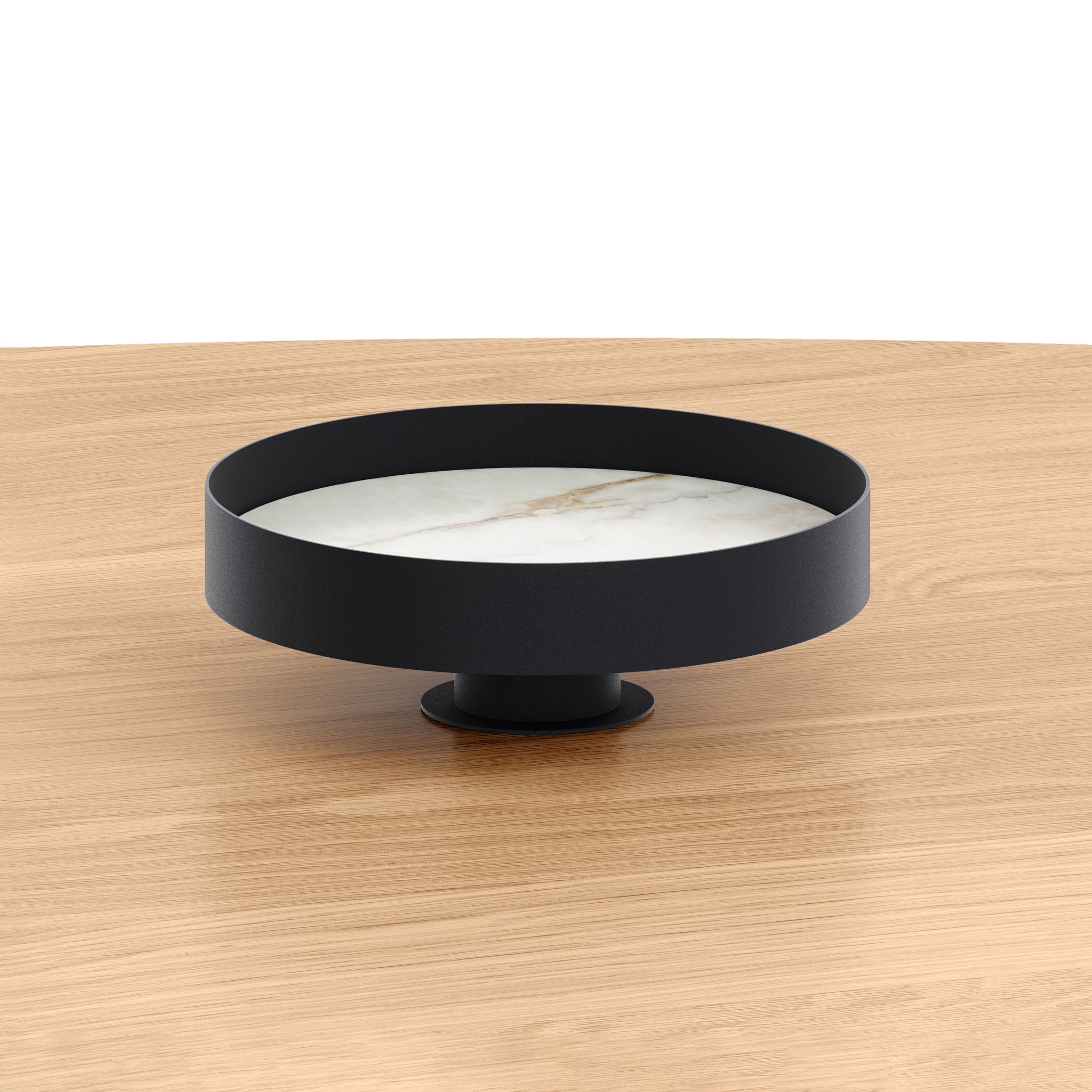 Display product ON Tray Round w/marble from manufacturer Fora Form