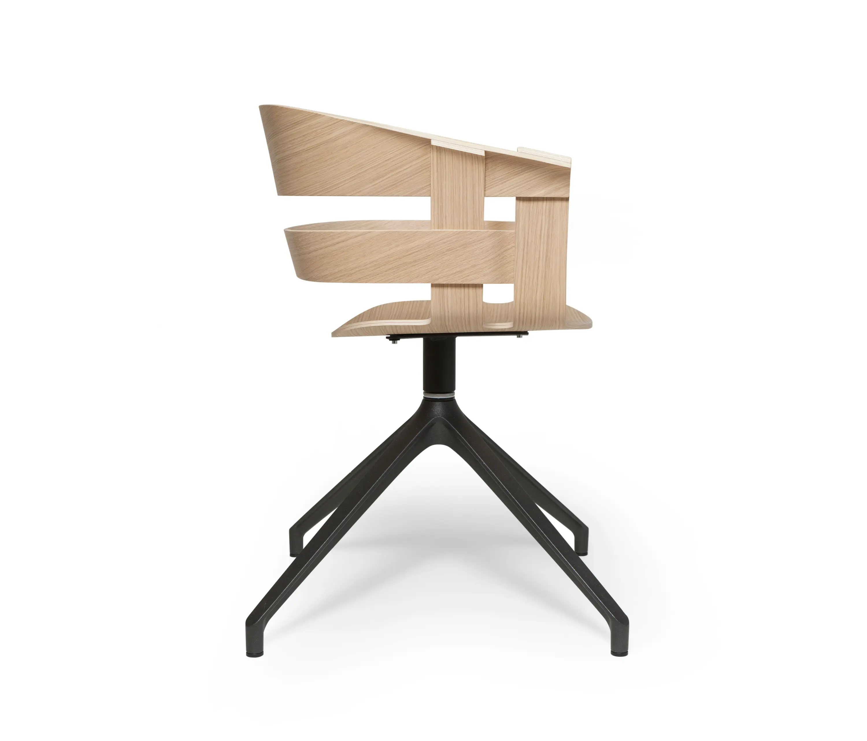 Design House Stockholm - Wick Chair in oak veneer and black metal, swivel base