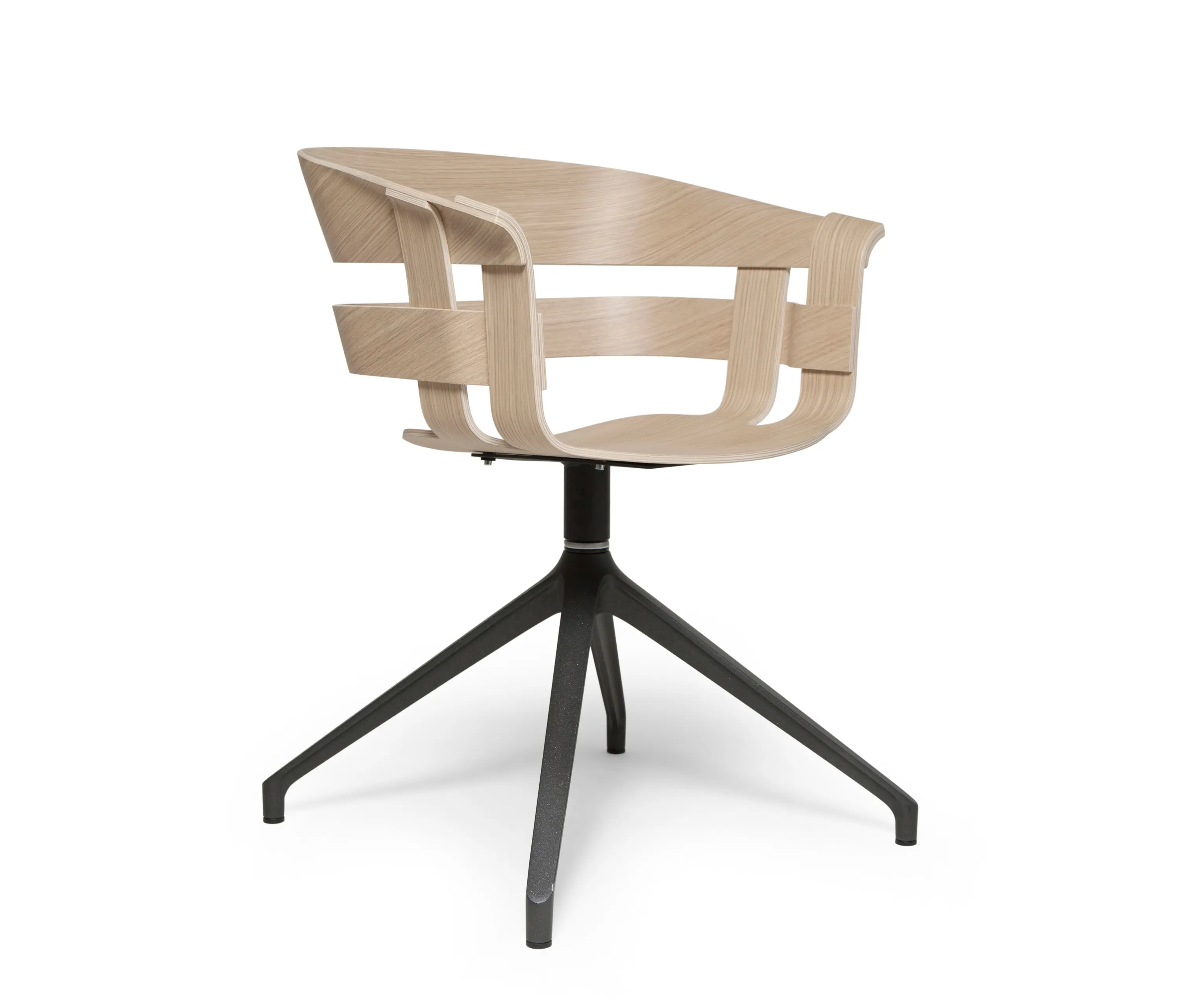 Design House Stockholm - Wick Chair in oak veneer and black metal, swivel base