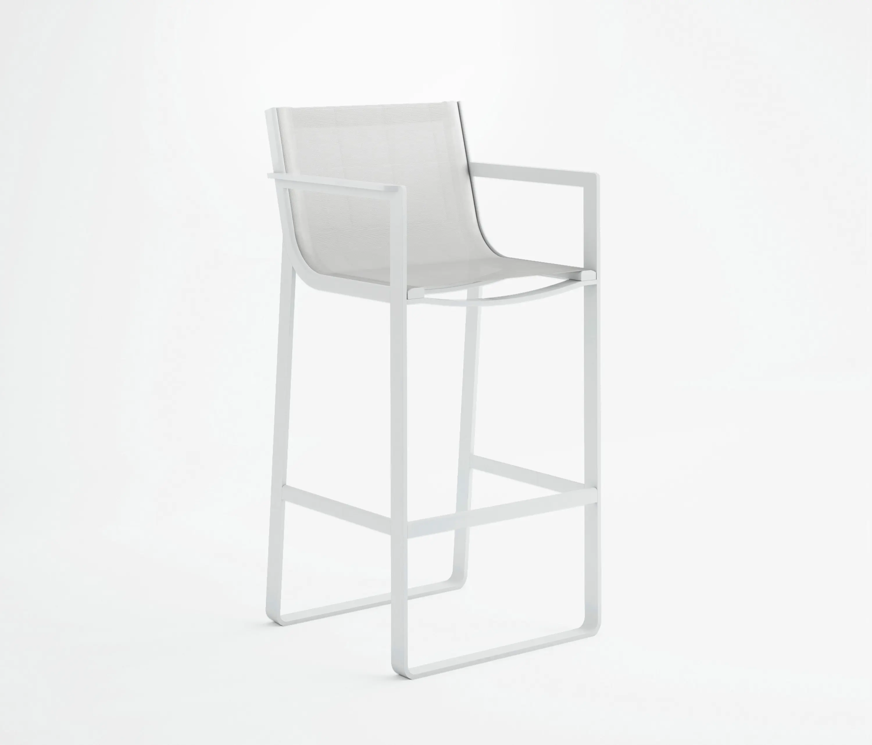 GANDIABLASCO - Flat Textil Stool with High Backrest and Arms