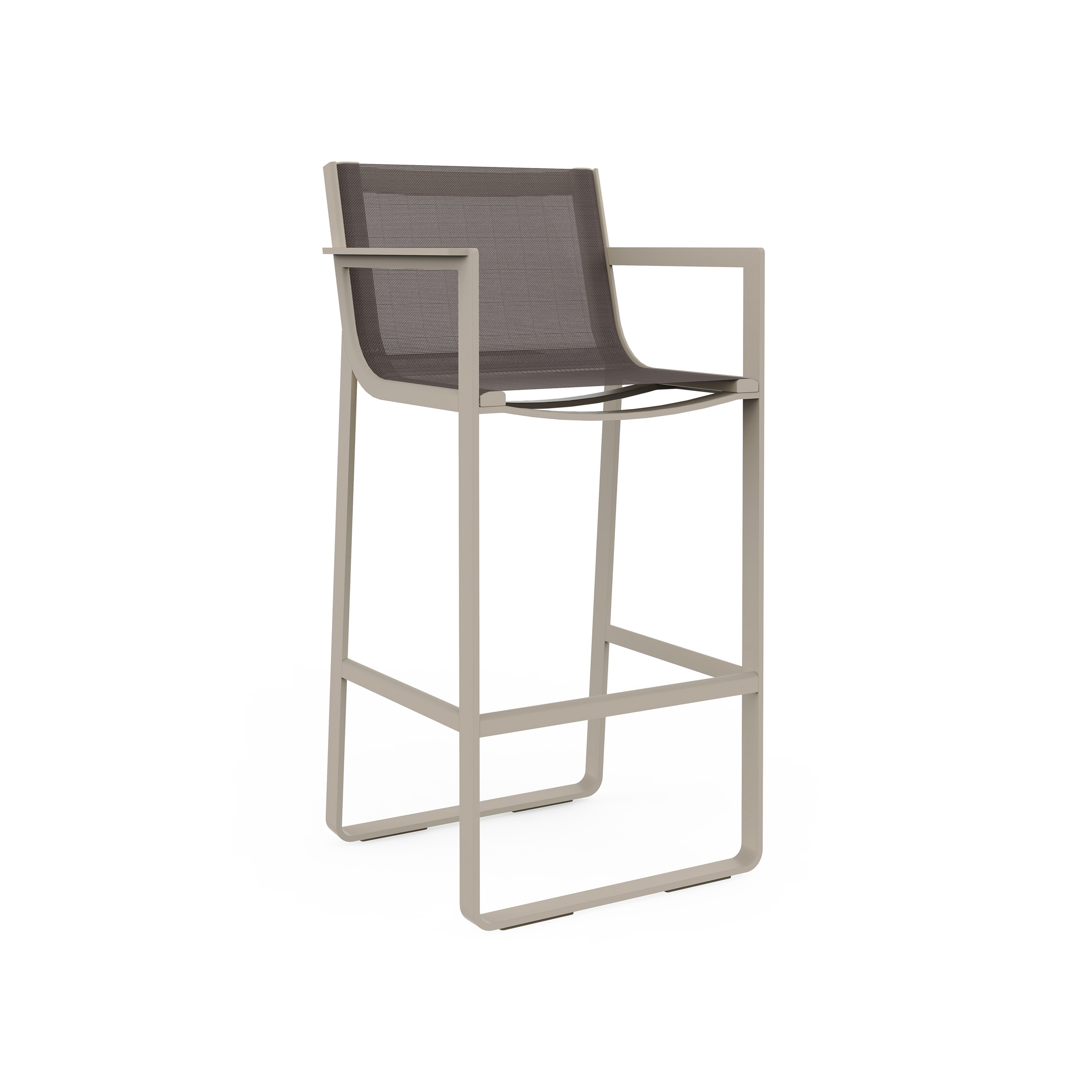 Flat Textil Stool with High Backrest and Arms