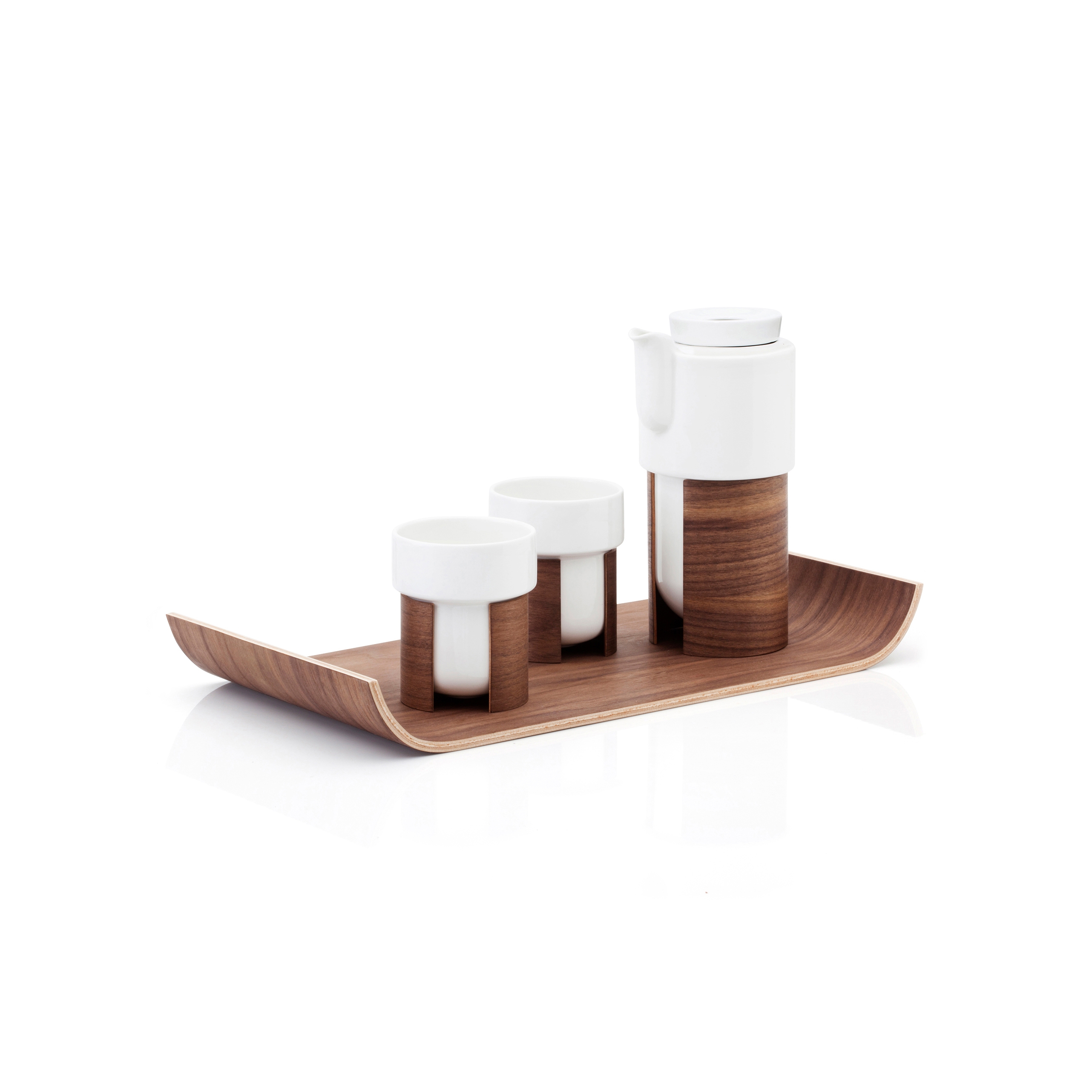 Display product WARM Tea & Coffee Set, white, walnut from manufacturer Tonfisk Design