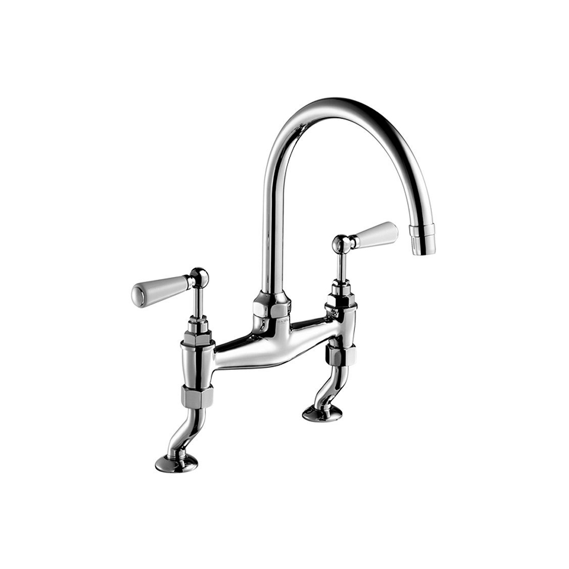 Display product Edwardian Bone China Lever, Two-Hole Kitchen Sink Bridge Mixer 215mm (8″) Spout | Deck Mounted from manufacturer Czech & Speake