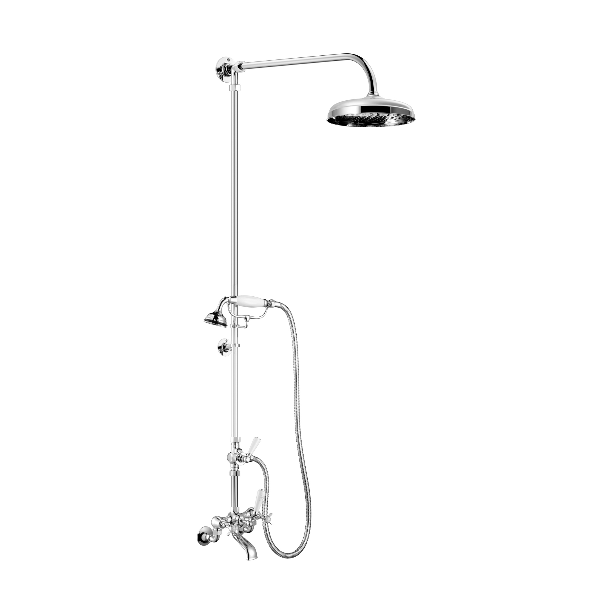 Display product Edwardian Fixed Rigid Riser with Diverter, Hand Shower & Shower Arm from manufacturer Czech & Speake