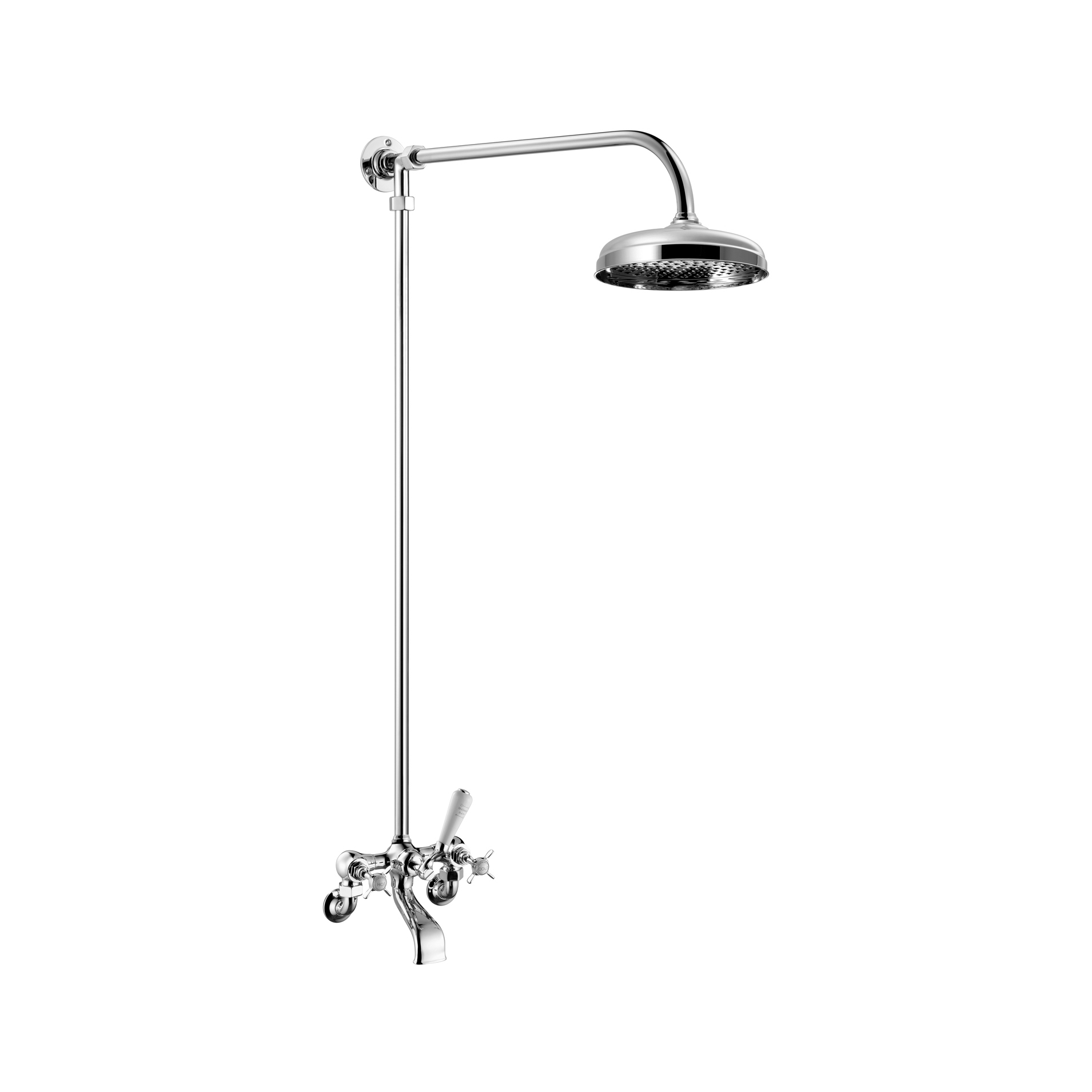 Vertoon produk Edwardian Wall-Mounted Bath Mixer With Fixed Riser / Shower Arm + Shower Rose (300mm) van vervaardiger Czech & Speake