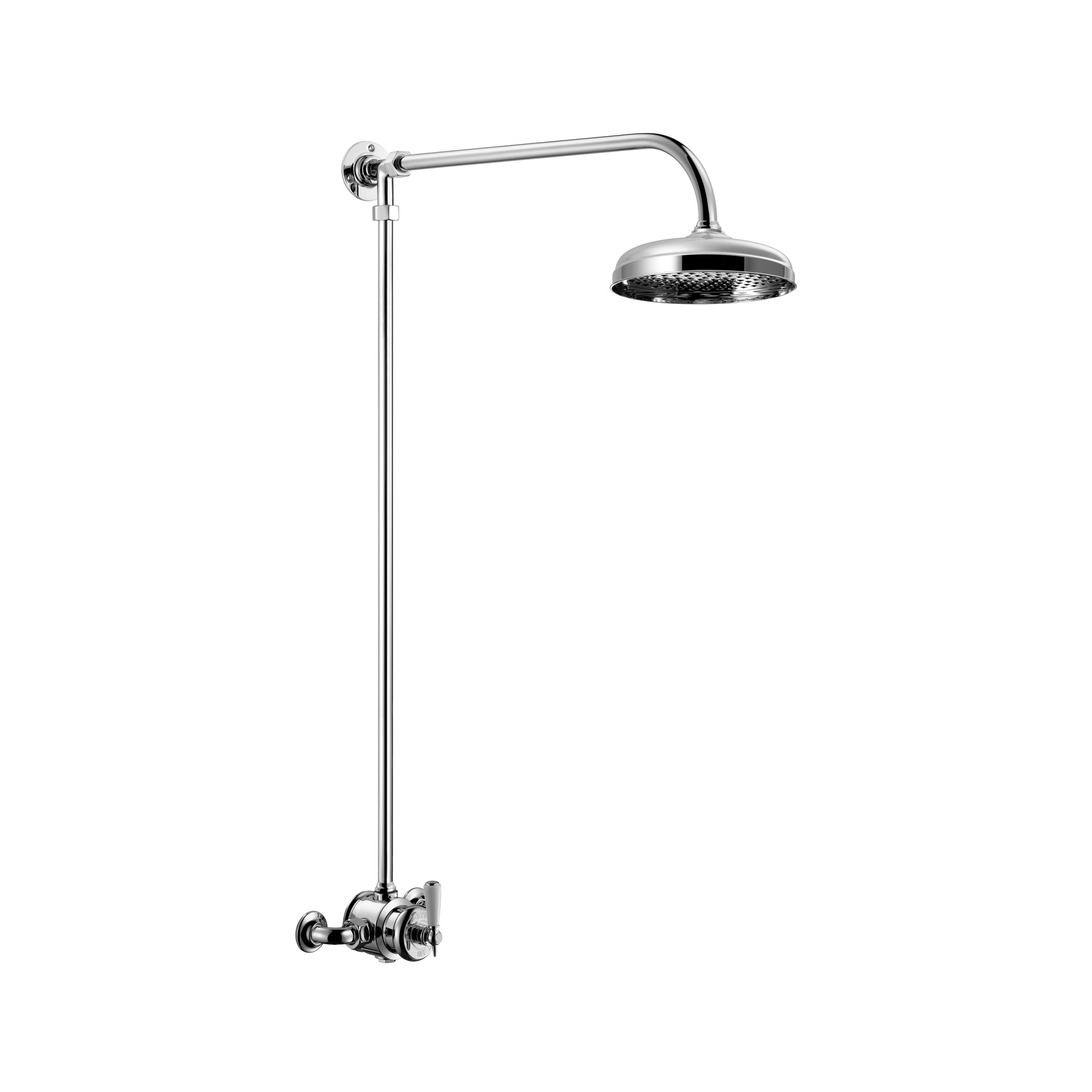 Vertoon produk Edwardian 3/4” Wall-Mounted Shower Thermostat +  With Fixed Riser + Shower Rose van vervaardiger Czech & Speake