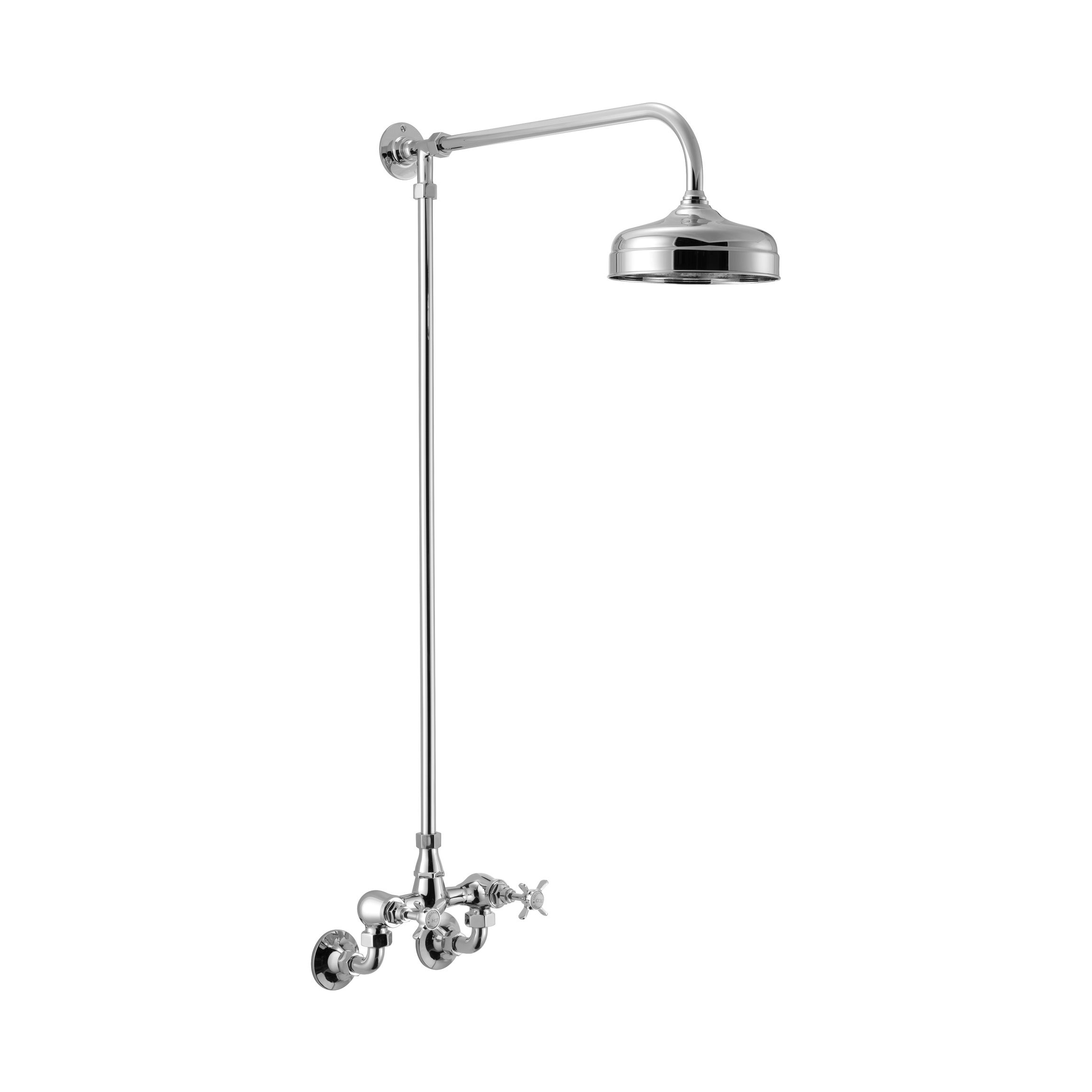 Vertoon produk Edwardian Wall-Mounted Shower Mixer + Fixed Riser / Shower Arm + Shower Rose (200mm) van vervaardiger Czech & Speake