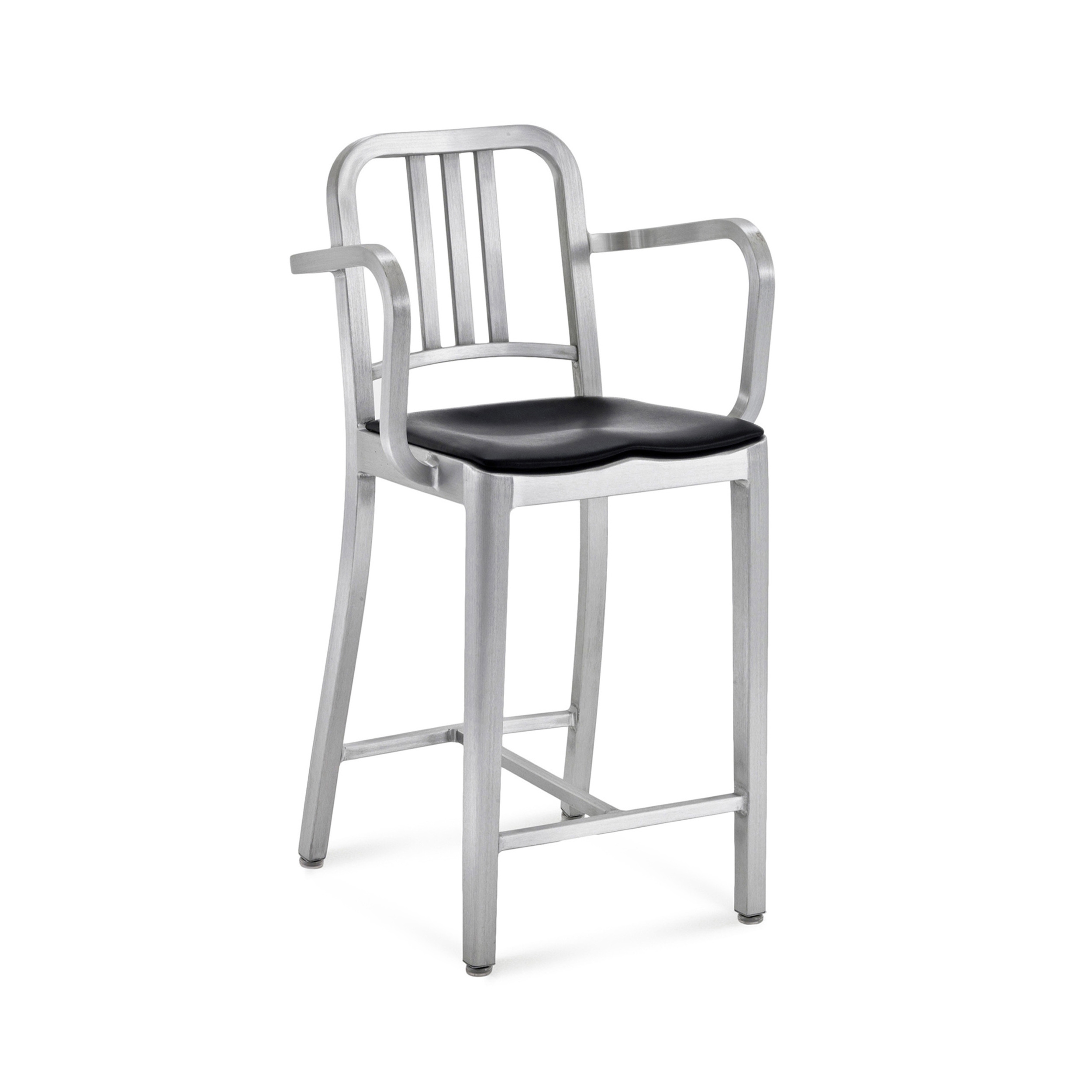 Display product Navy® Counter stool with arms seat pad from manufacturer emeco