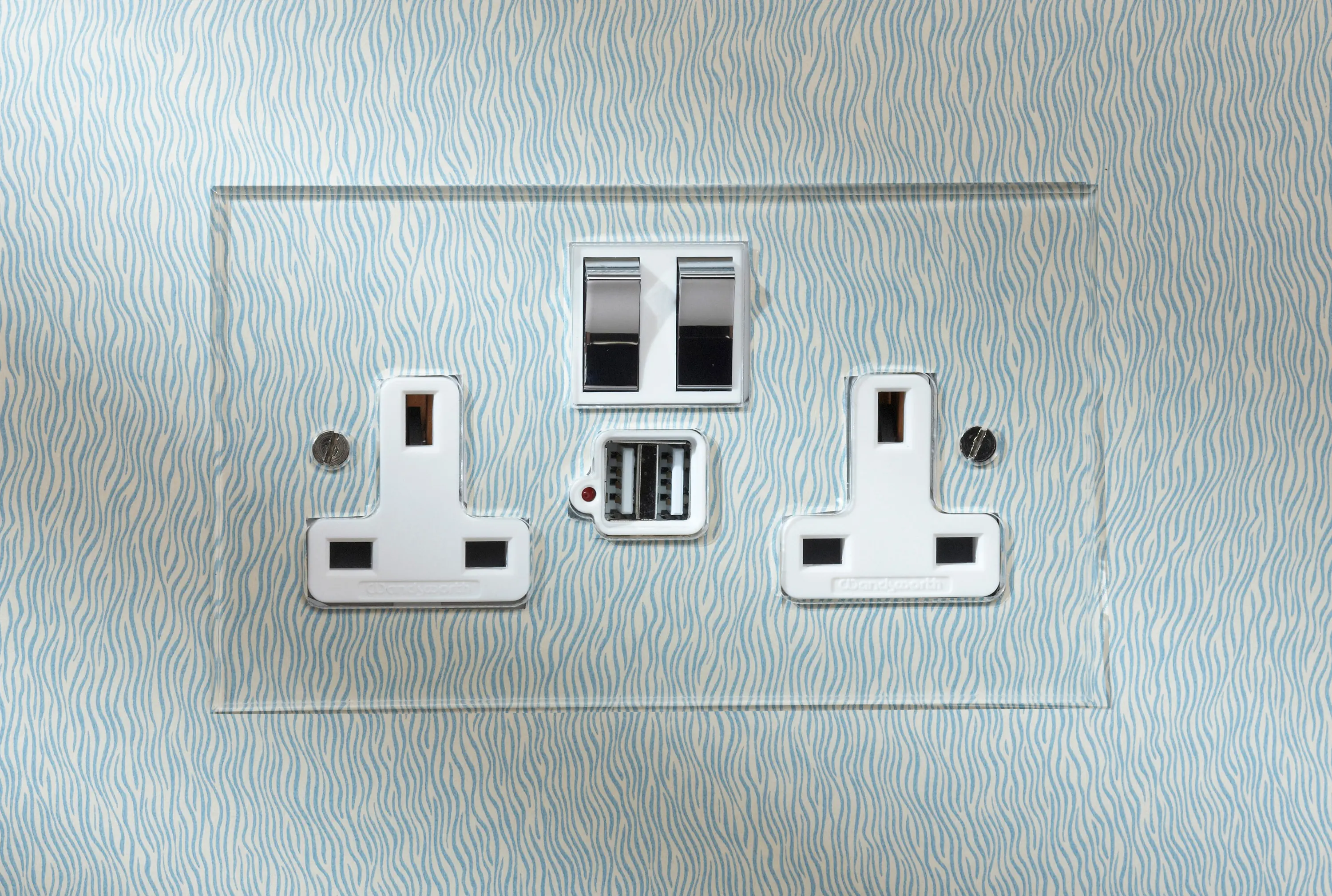 Forbes & Lomax - Unlacquered Brass double 13amp socket with USB