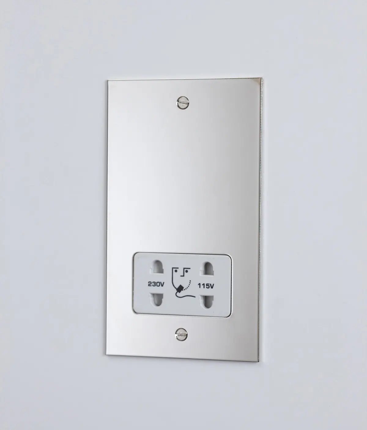 Forbes & Lomax - Stainless Steel switched fused spur with black insert