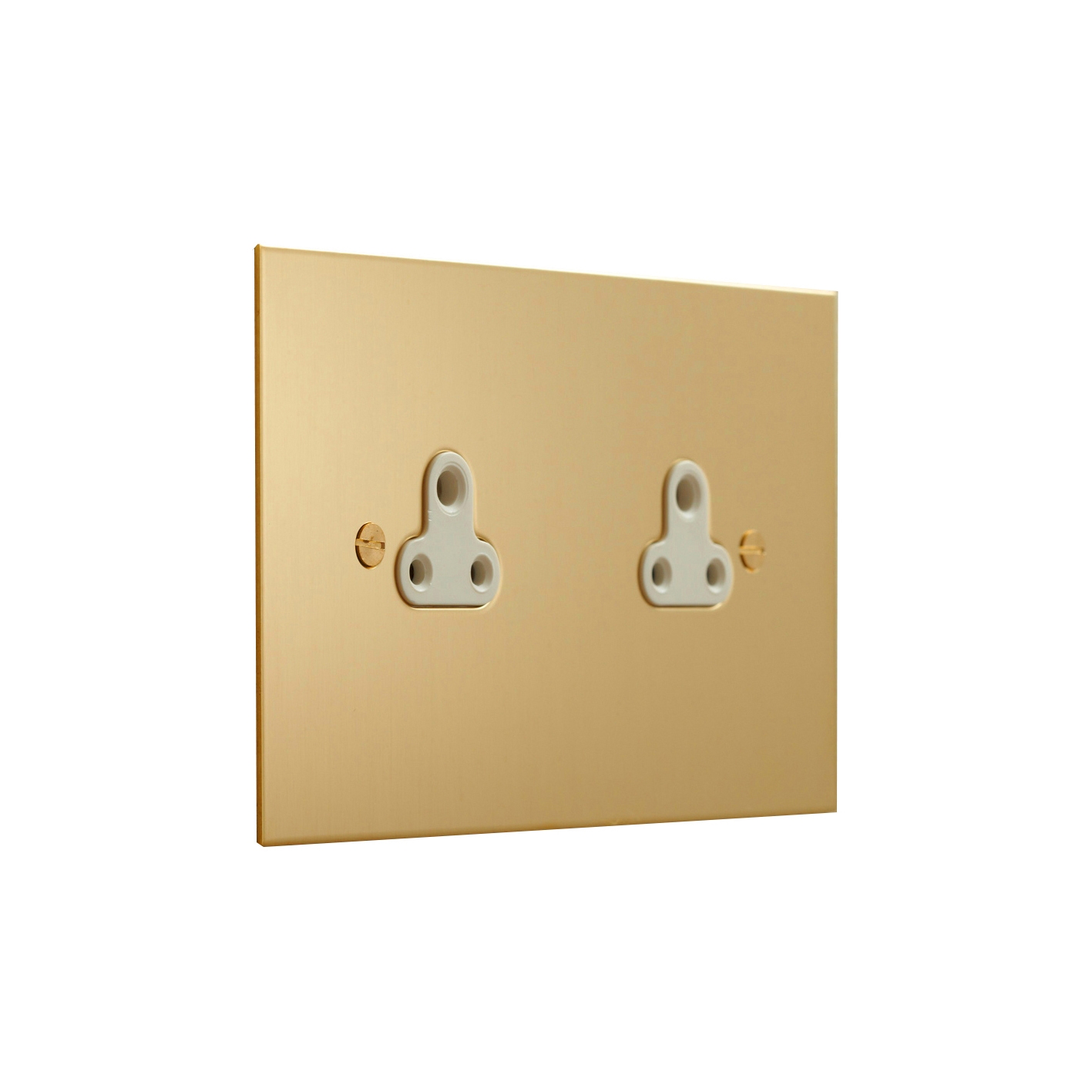 Display product Unlacquered Brass double 2amp socket from manufacturer Forbes & Lomax